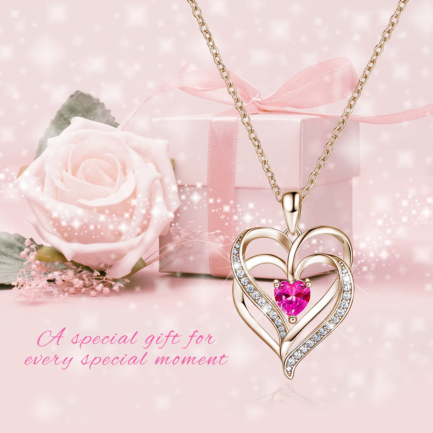 925 Sterling Silver Birthstone Necklace for Women - Heart Pendant Jewelry for Mom, Grandma, Sister & Best Friends | Perfect Graduation, Anniversary & Birthday Gift | Elegant Everyday Wear & Special Occasions