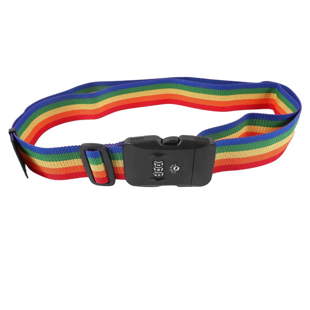 Colorful Adjustable Travel Luggage Straps with TSA Combination Lock - Secure Suitcase Belt for Packing, Airplane Travel & Vacation Use