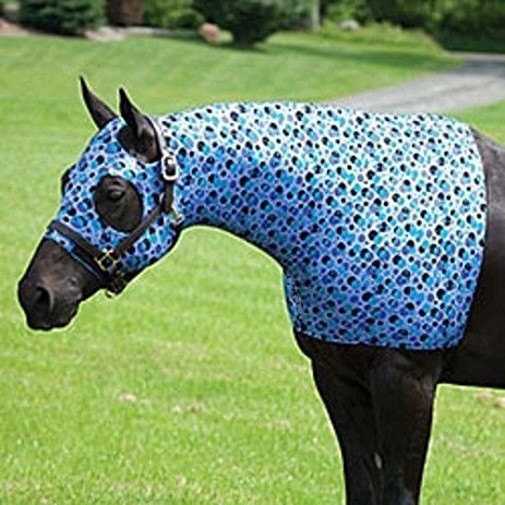 X-Large Bubbles Print Stretch Hood for Horses - Breathable Zipper Design for Riding, Training & Outdoor Protection
