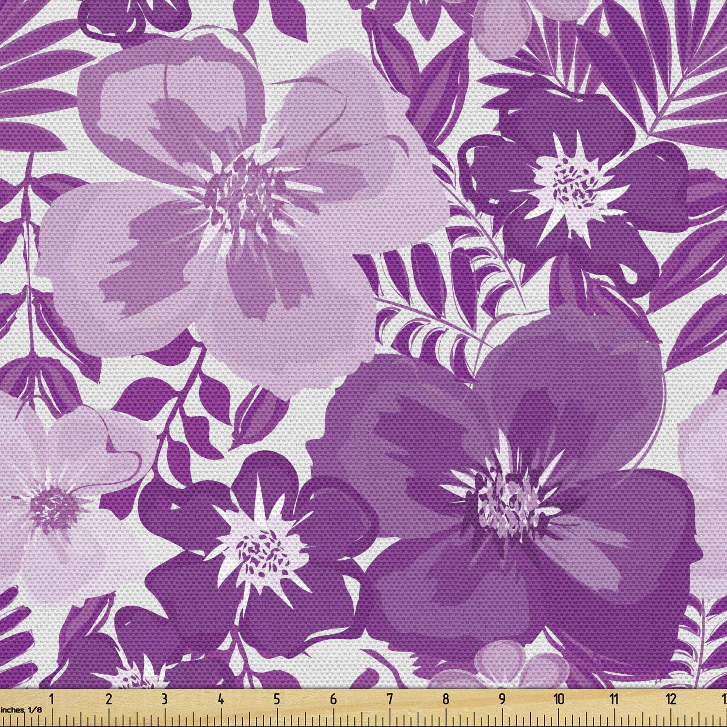 Ambesonne Vintage Floral Fabric by The Yard - Purple Lilac White Floral Pattern for Upholstery, Curtains & Home Decor (10 Yards) | Perfect for DIY Projects, Furniture Restoration & Bohemian Home Accents