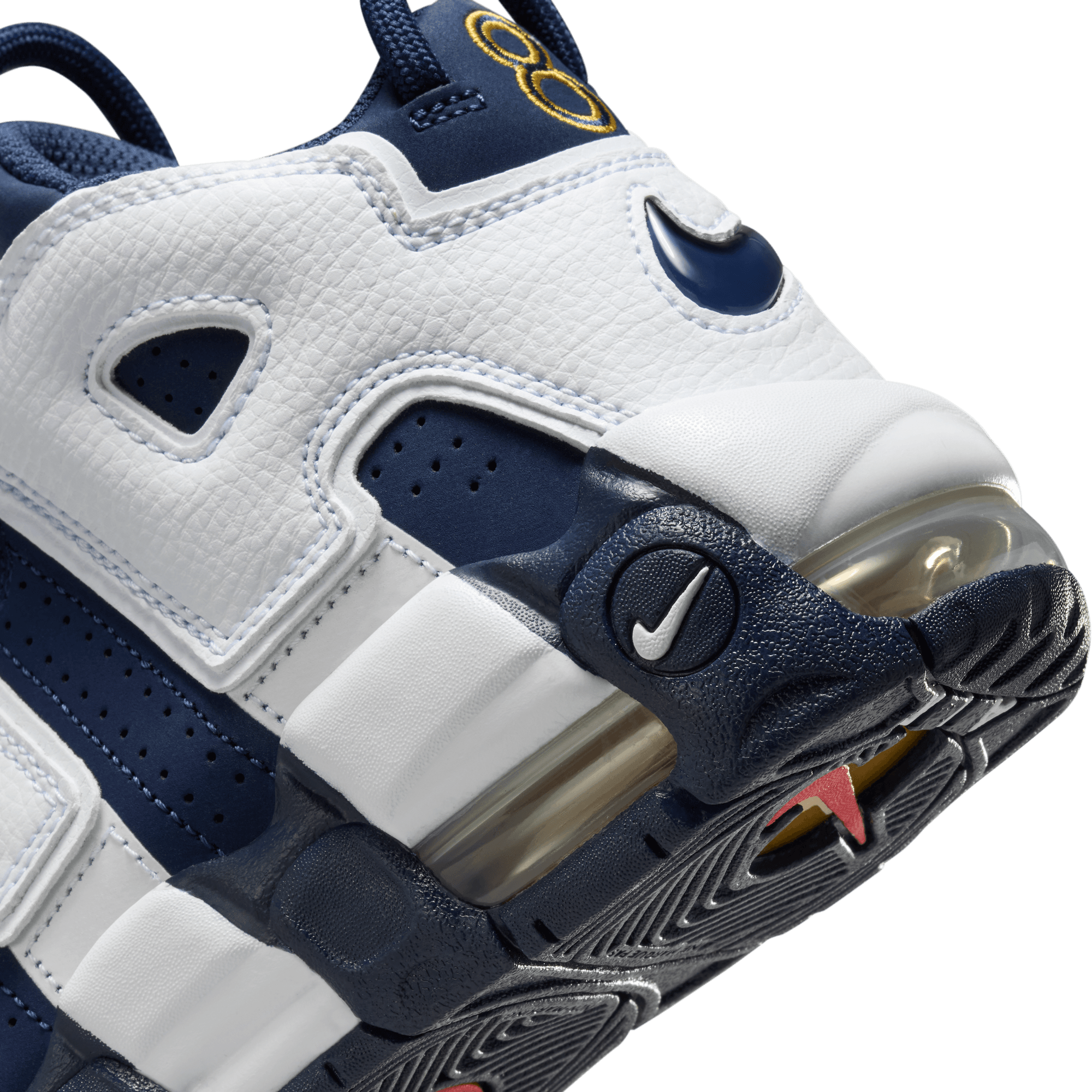 Nike Air More Uptempo GS Olympic White/Red Basketball Shoes for Girls - Comfortable Retro Sneakers for School, Sports & Street Fashion