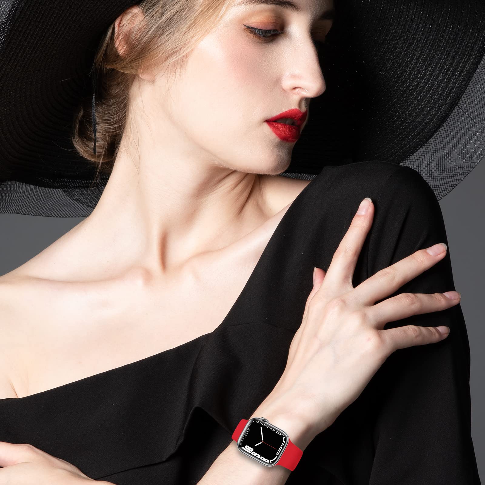 JXGM Red Apple Watch Band Compatible with 38mm/40mm/41mm/42mm/44mm/45mm - Soft Silicone Replacement Strap for iWatch Series SE/7/6/5/4/3/2/1 - Unisex Sport Accessory for Women & Men (Bright Red, M/L Size) | Perfect for Gym, Running & Everyday Wear