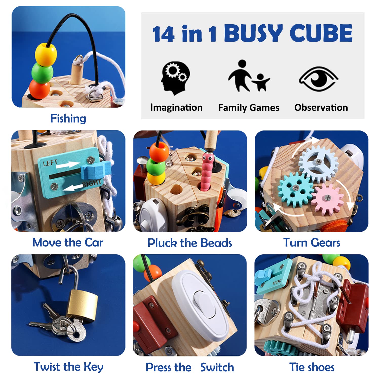 Busy Cube Sensory Board for Toddlers - Montessori Fine Motor Skills Toy for Kids 3+ Years | Travel Learning Activity for Babies & Preschoolers | Perfect for Airplane, Car Rides & Quiet Playtime