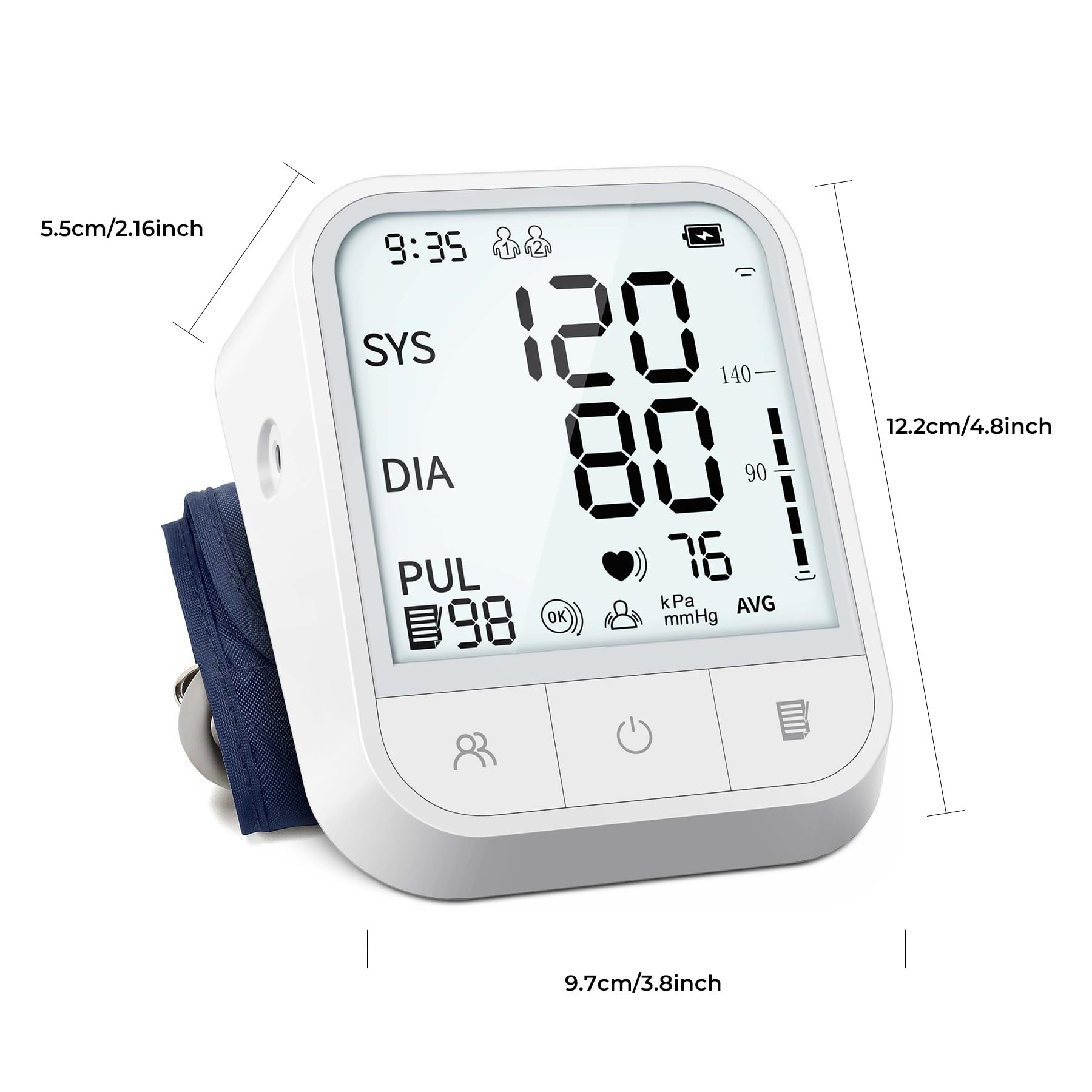 Automatic Upper Arm Blood Pressure Monitor with Adjustable Cuff - Large Backlit Display, 2x99 Memory Storage & Carrying Case | Home & Travel Use for Accurate Blood Pressure Tracking