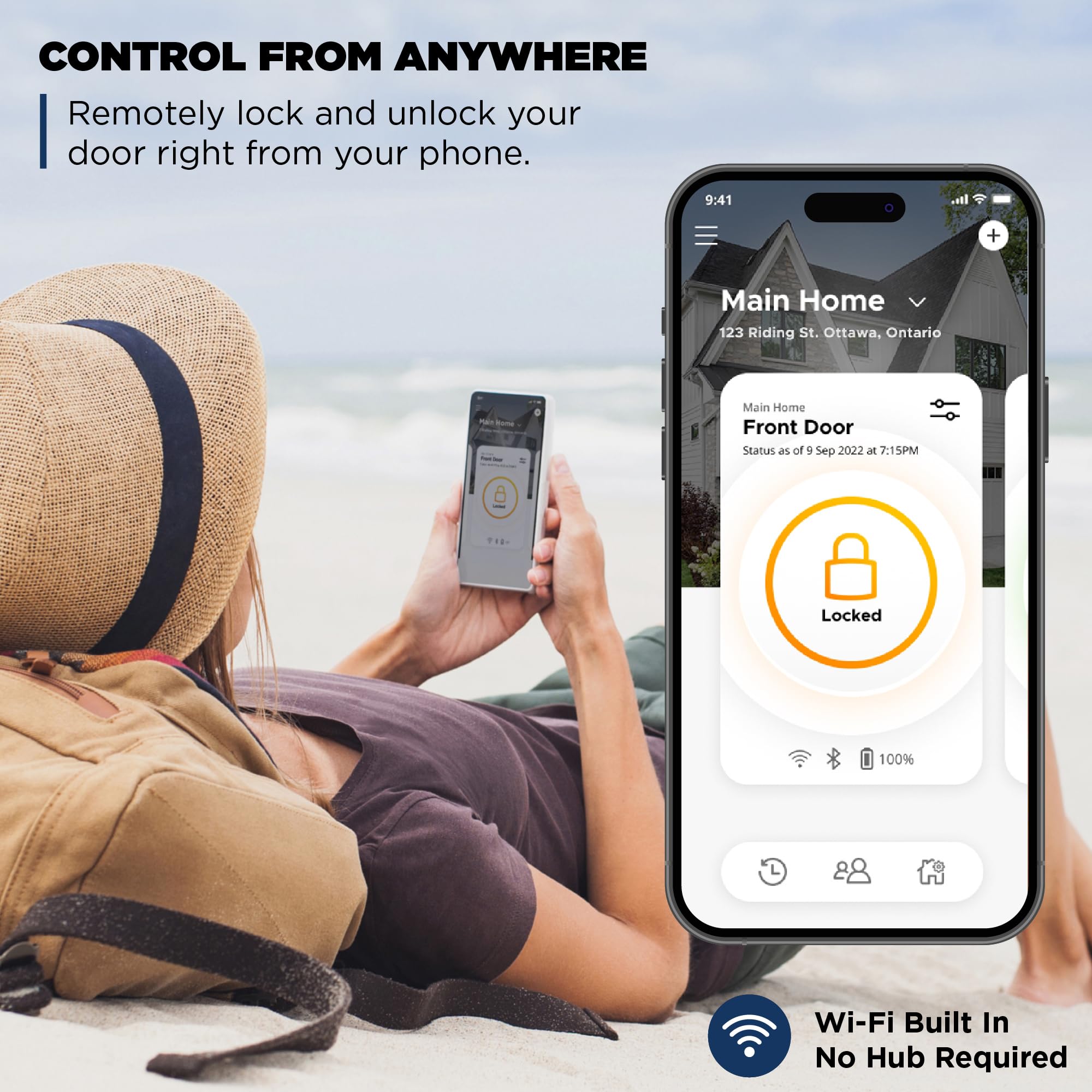 Weiser Halo Matte Black WiFi Smart Lock - Keyless Entry Deadbolt with Touchscreen Keypad | Works with Alexa & Google Assistant | Secure Smart Lock for Front Door, Apartment & Vacation Homes