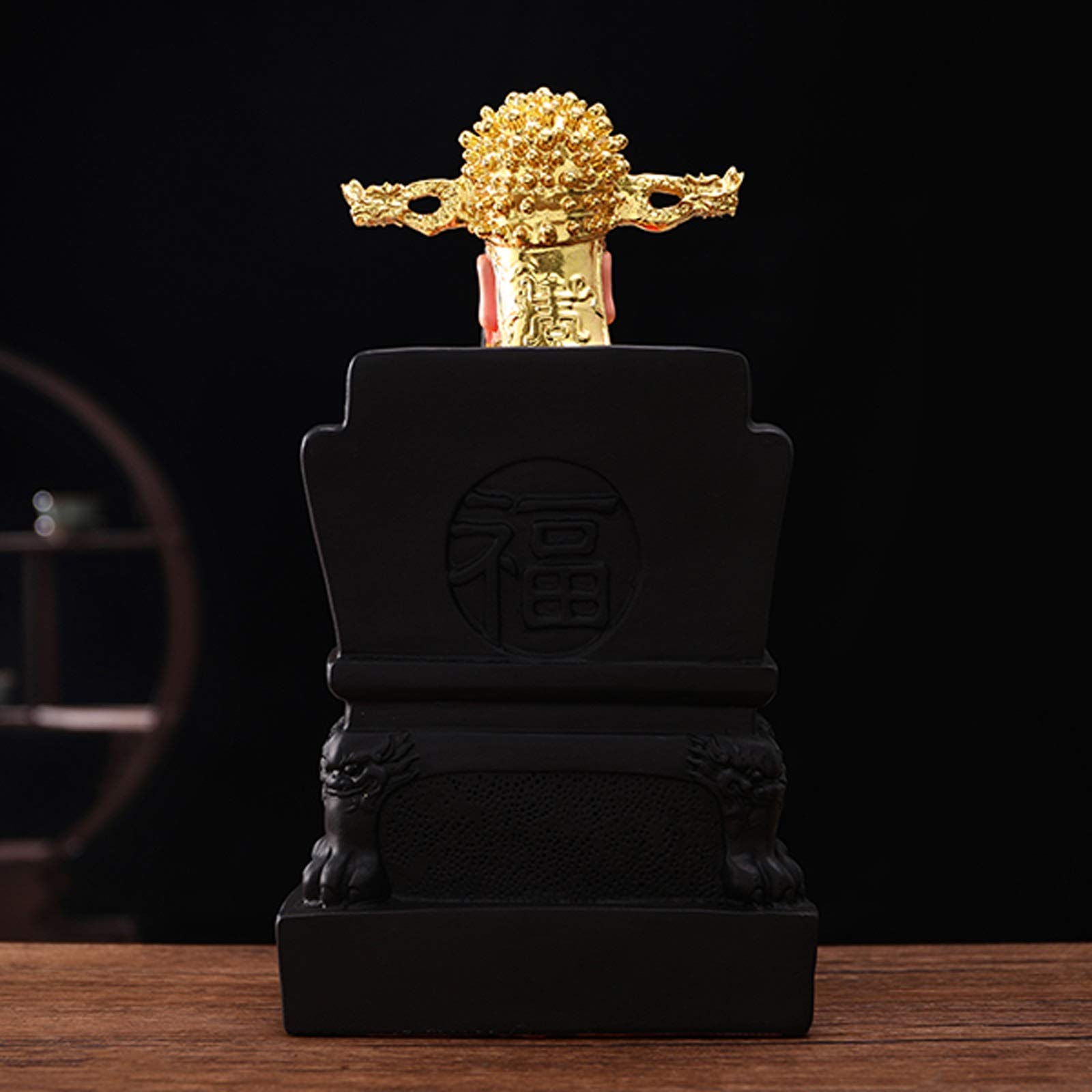 Hand-Carved 15-Inch Lucky Buddha Statue - Feng Shui Home Decor, Resin Dragon God Sculpture for Good Fortune & Positive Energy | Perfect for Meditation Rooms, Office Desk & Spiritual Gifts