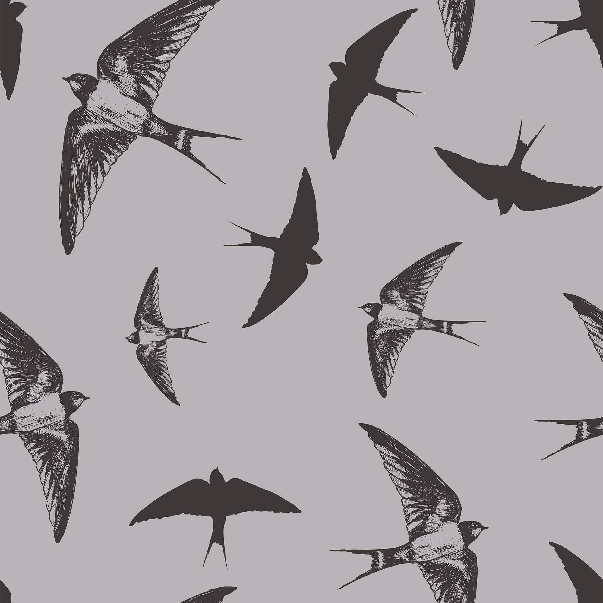 Grey and Black Bird Animal Peel and Stick Removable Wallpaper - Self-Adhesive Decorative Wall Covering for Bedroom, Nursery, Living Room, Office Decor