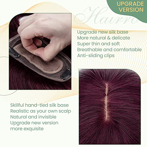 Clip in Human Hair Topper with Silk Base - Natural Looking Hairpiece for Thinning Hair - Perfect for Daily Wear, Special Occasions & Styling