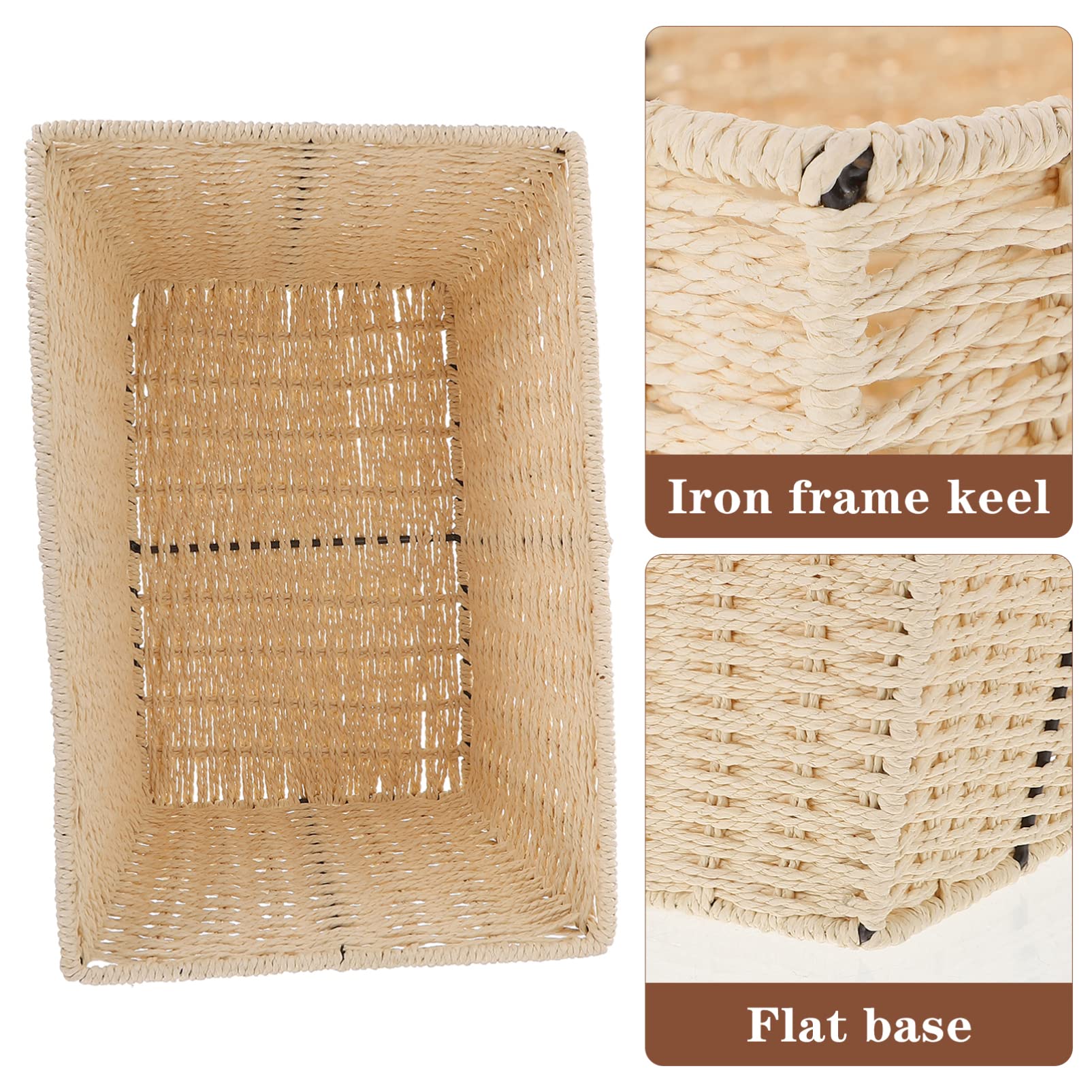 VOSAREA Woven Storage Basket - Handled Wicker Organizer for Cosmetics, Laundry, Toiletries & Kids Supplies | Natural Paper Rope Decorative Basket for Bathroom, Nursery & Home Organization