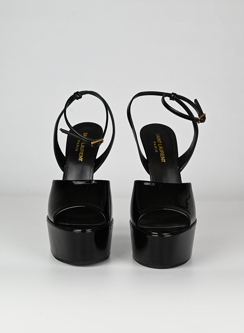 Saint Laurent Black Platform Sandals Size 37.5 - Luxury High Heel Sandals for Women, Perfect for Parties & Evening Events