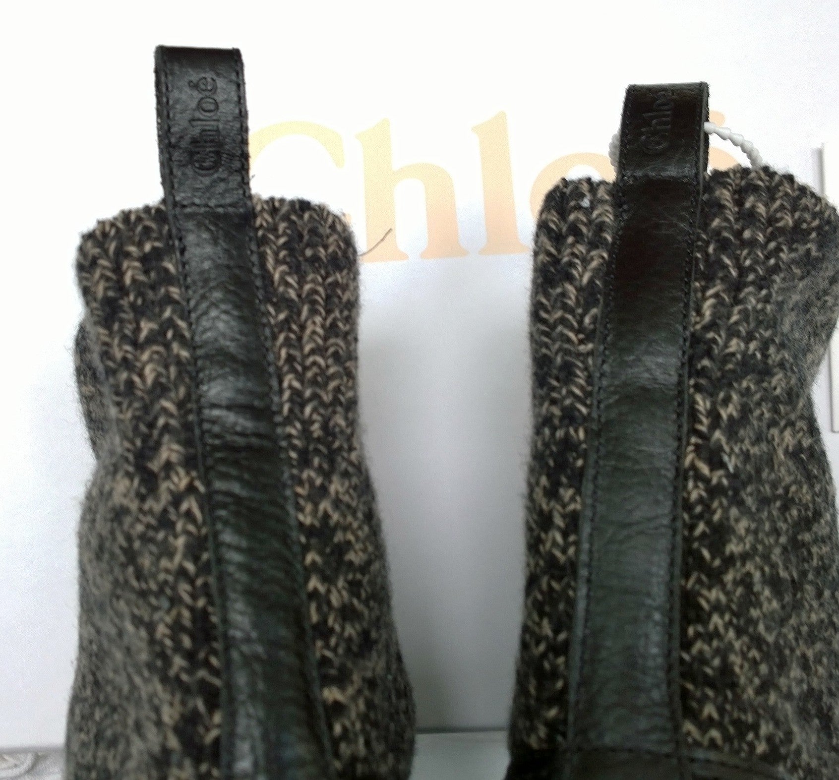 Chloé Neva Black Leather Knit Ankle Boots for Women - Stylish Winter Fashion Booties with Comfortable Low Heel - Perfect for Office, Dating & Night Out