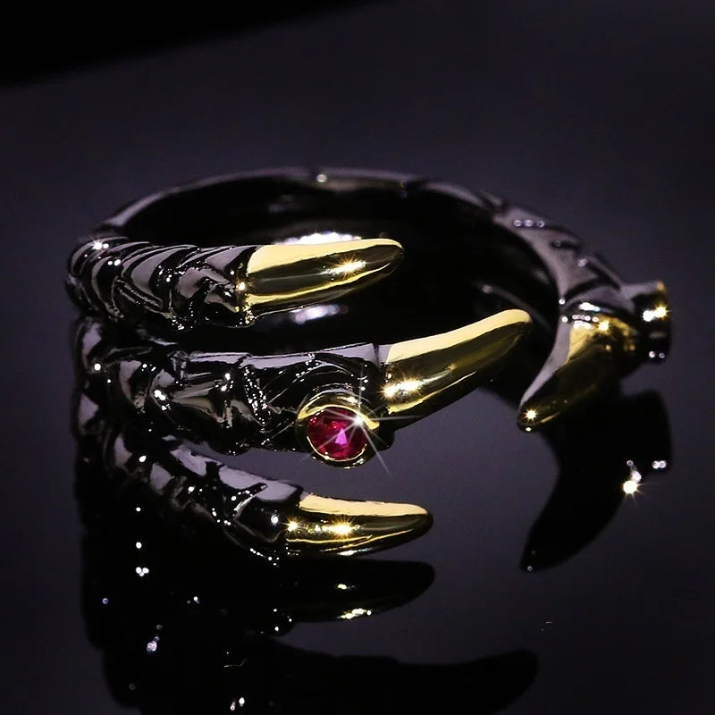 Dragon Claws Ring for Men - Gothic Punk Jewelry with Stainless Steel Band - Perfect for Cosplay, Halloween, and Alternative Fashion