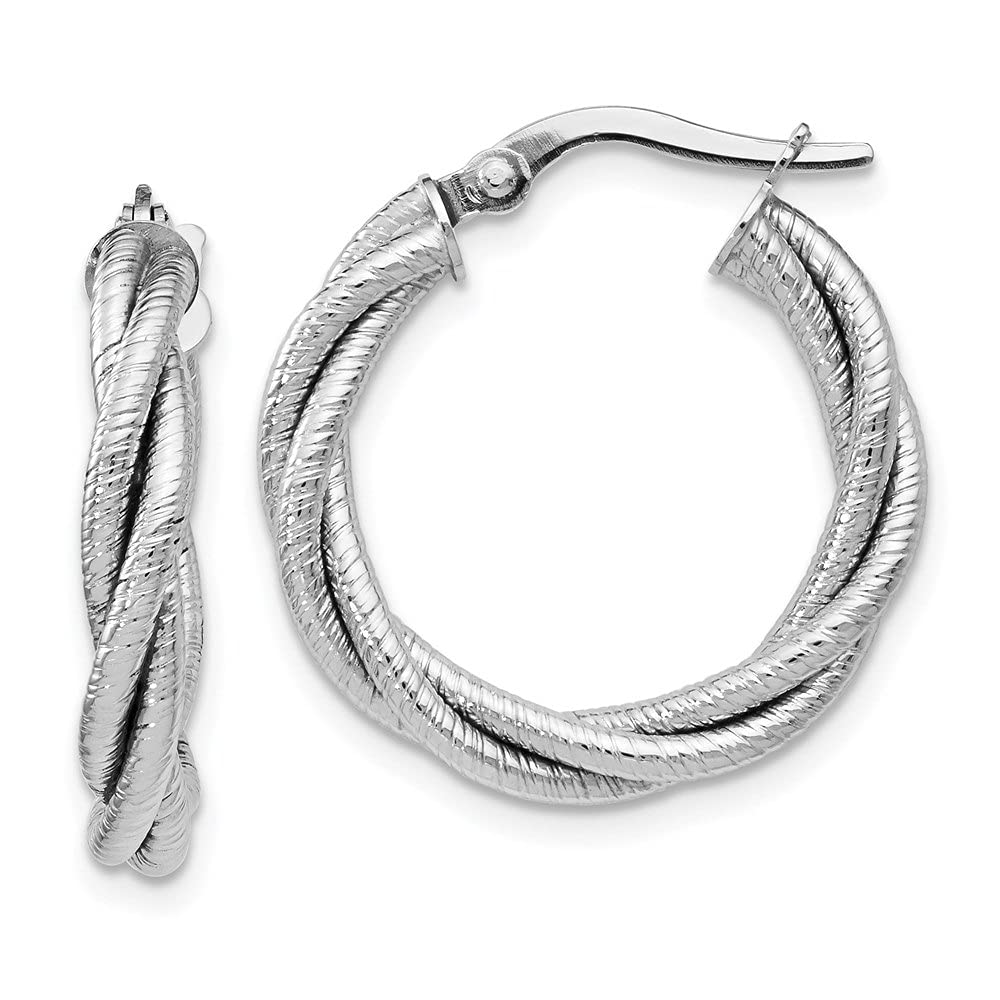 14K White Gold Twisted Triple Hoop Earrings for Women | Diamond2Deal | Dainty Everyday Jewelry, Perfect for Work, Date Night & Special Occasions