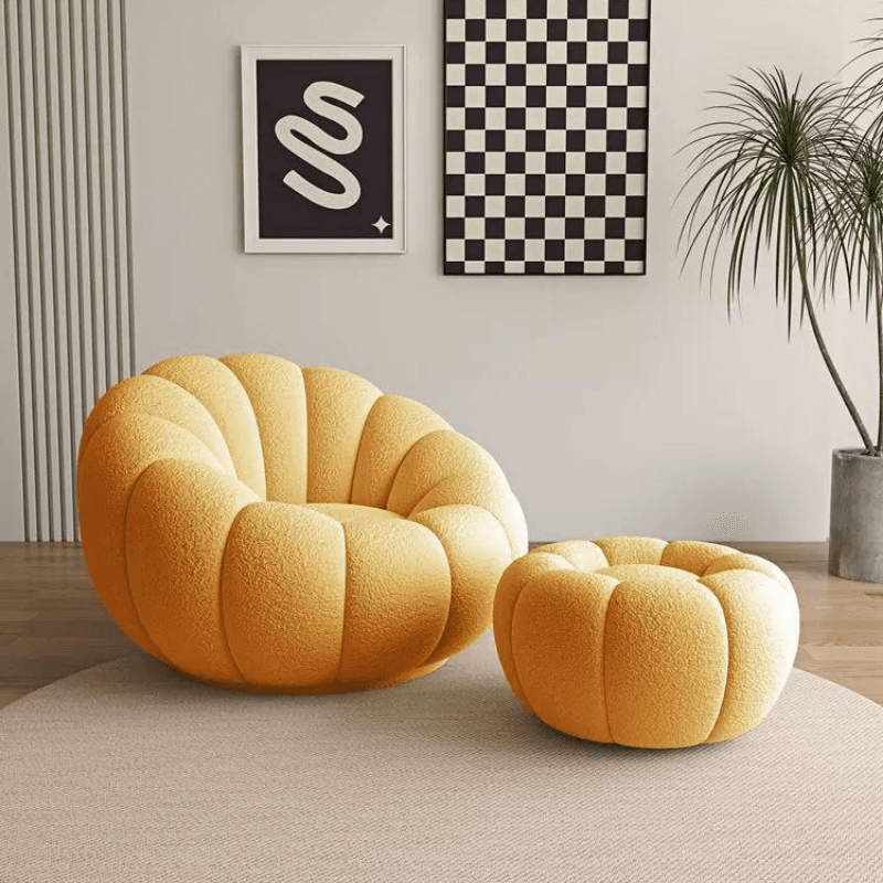 White Pink Red Yellow Green Orange Gray Pumpkin Swivel Accent Chair with Boucle and Sherpa Upholstery - Perfect for Living Room, Bedroom, or Office Decor