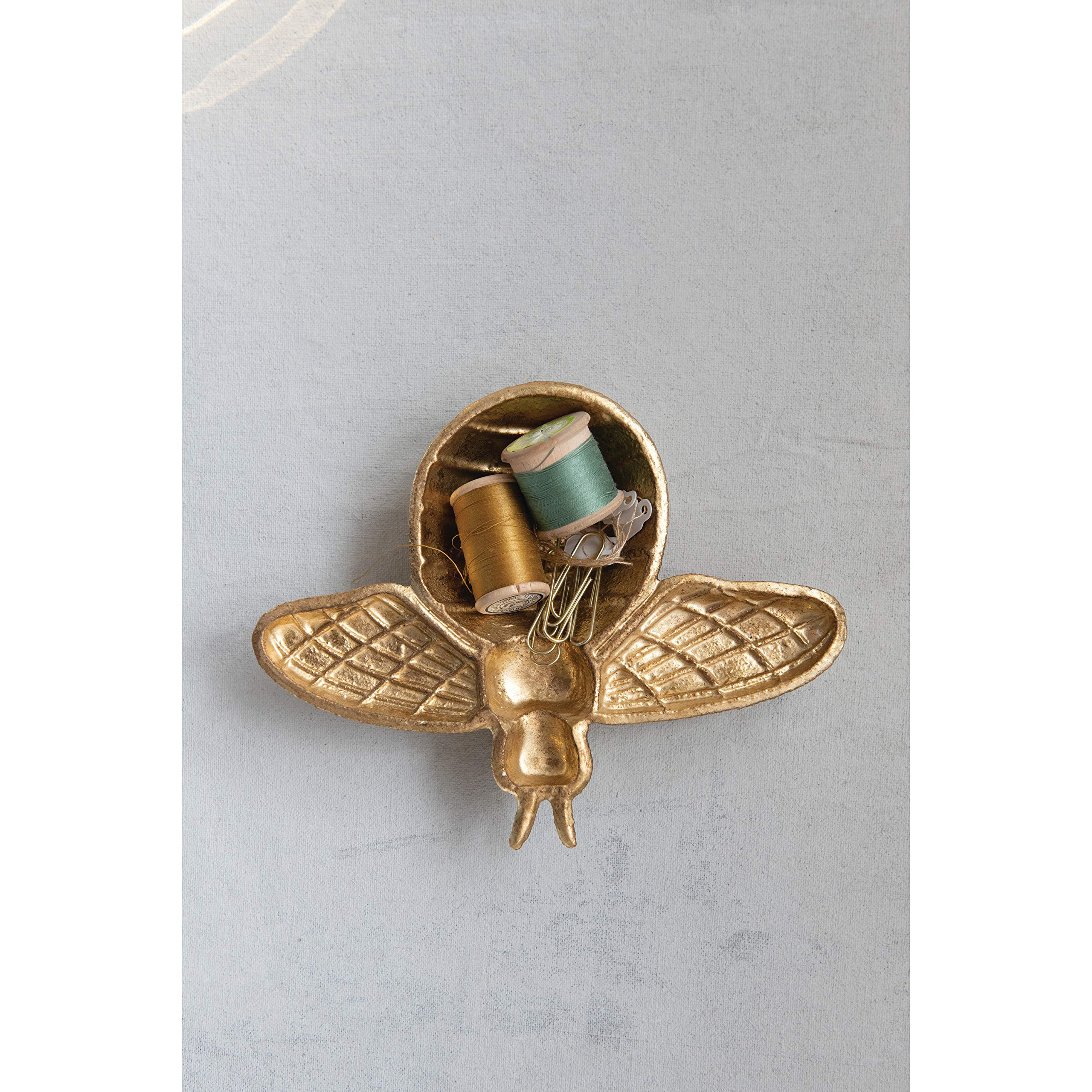Decorative Cast Iron Gold Bee Shaped Dish - Elegant Serving Tray for Home Decor, Wedding Centerpiece & Gift Idea