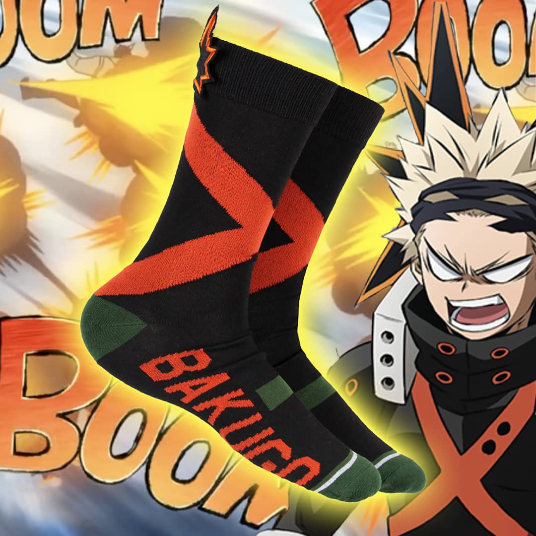 My Hero Academia Bakugo 3D Hair Anime Crew Socks for Adults - Manga Cosplay Costume Accessories - Perfect for Anime Conventions & Casual Wear