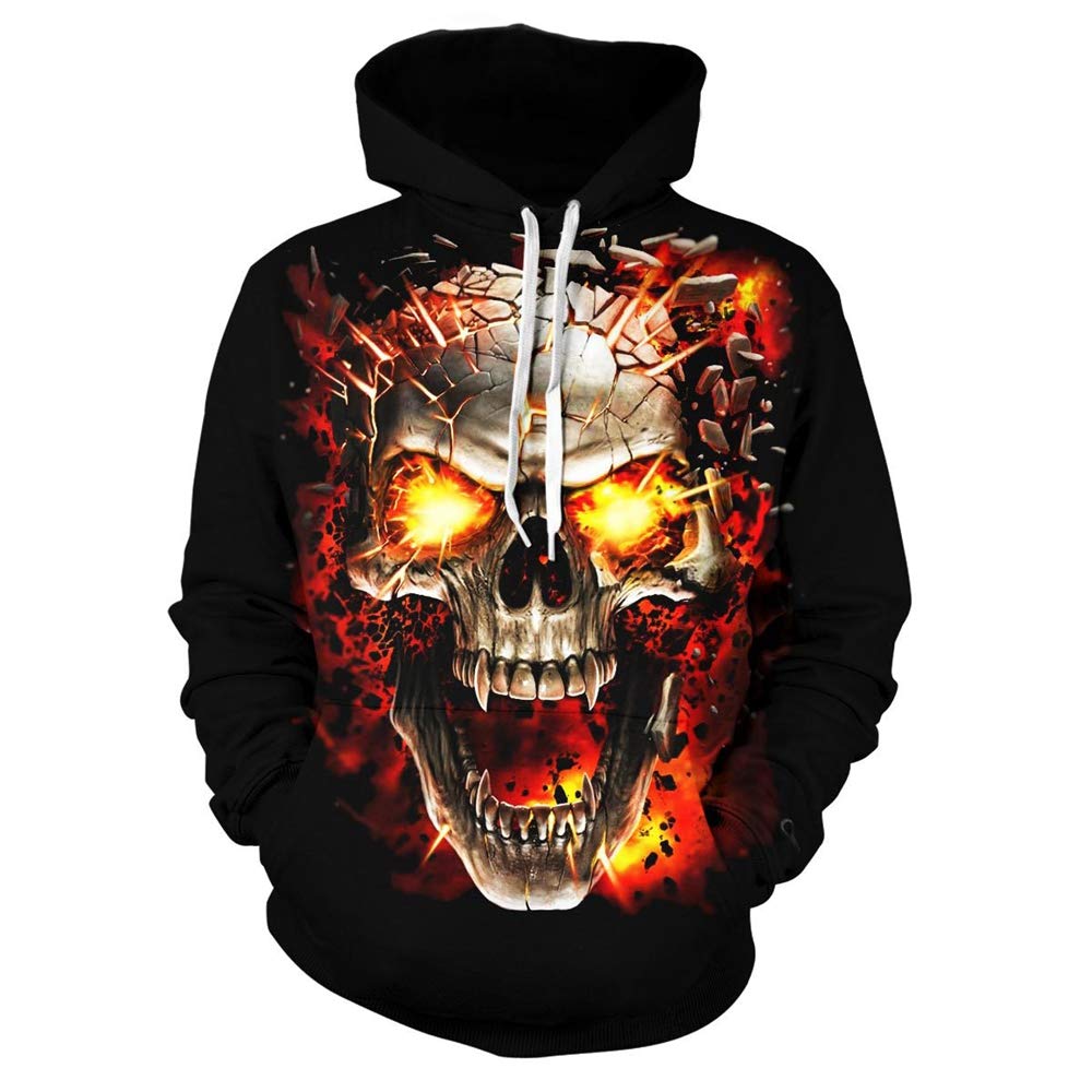 Men's 3D Skull Print Hoodie - Fashionable Streetwear Sweatshirt with Unique Design | Perfect for Casual Wear, Halloween Costumes & Urban Style Outfits