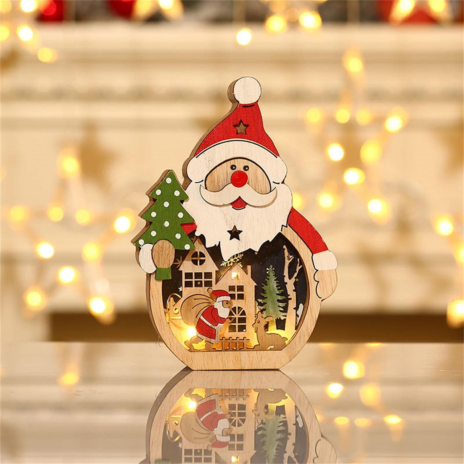 LED Christmas Table Decorations - Wooden Santa Claus, Snowman & Gnomes Set for Holiday Dinner Party, Coffee Table Centerpiece | Festive Home Decor for Christmas Celebrations