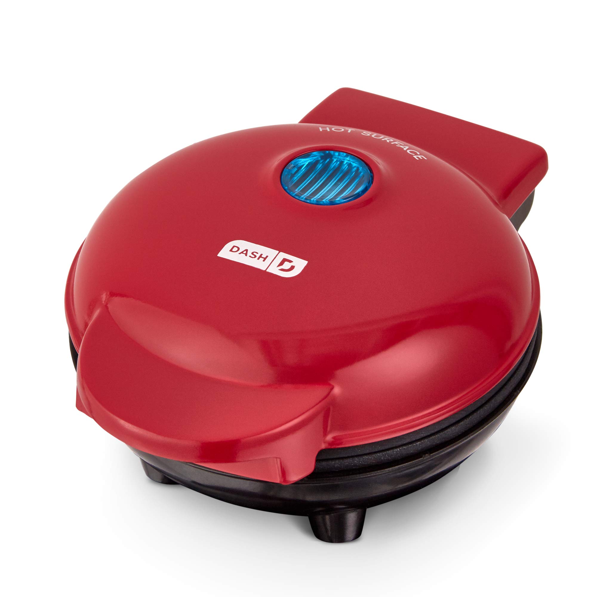 Dash DMS001RD Mini Maker Electric Round Griddle & Portable Grill with Recipe Book - Red | Perfect for Breakfast, Panini Press & Quick Meals at Home, Office or Travel