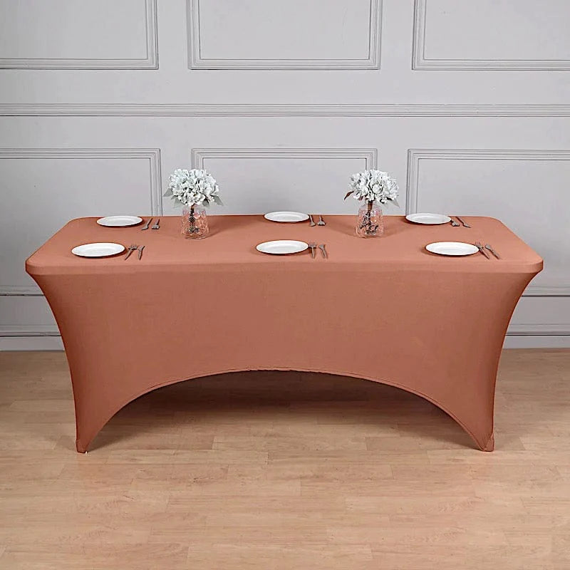 6 ft Stretch Spandex Tablecloth - 72 x 30 Inches Rectangular Fitted Table Cover for Banquet, Wedding & Party Decorations