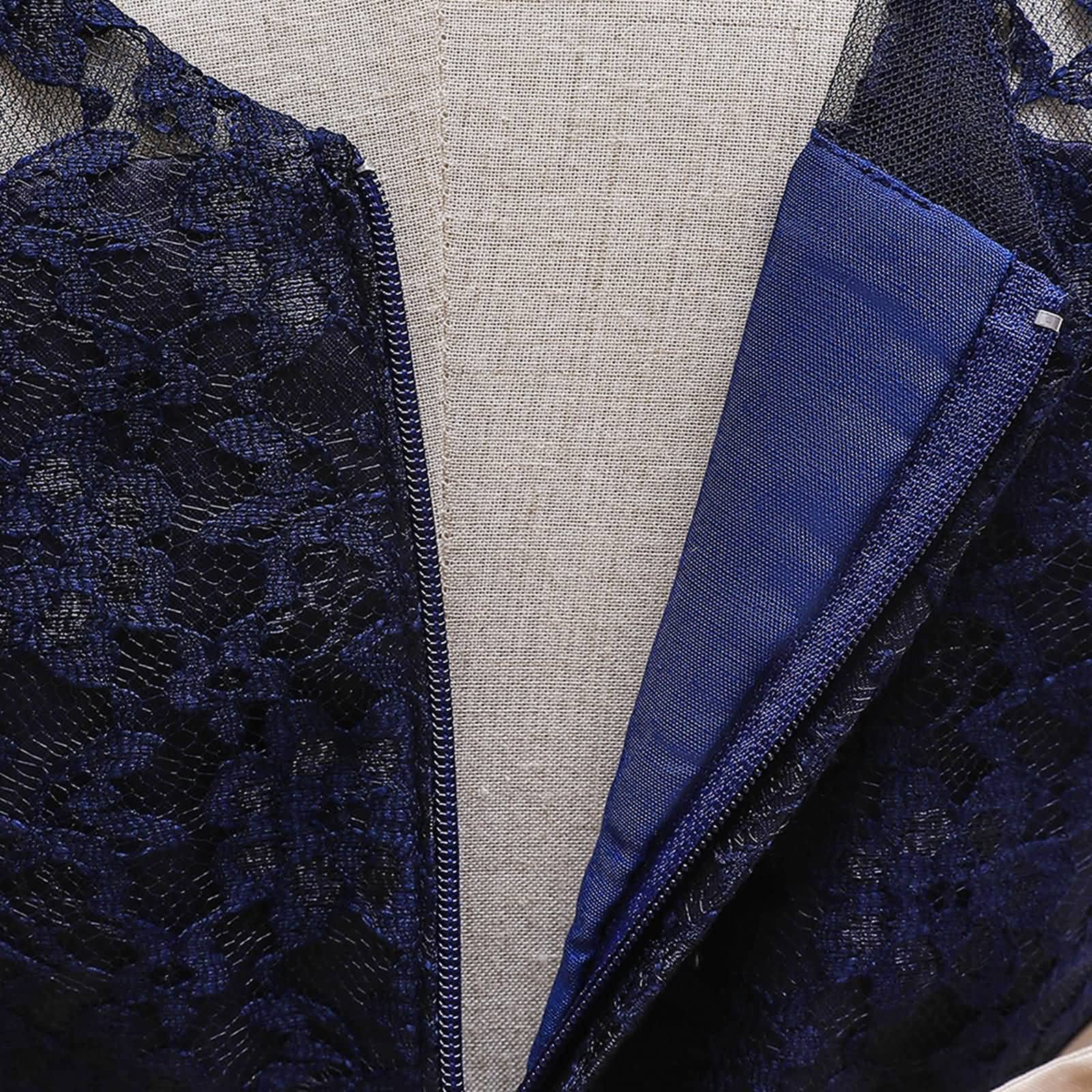 Gualiy Girls Navy Blue Lace Puffy Dress with Flower and Tie Waist - Elegant Birthday Party Gown for Ages 4-10 Years | Perfect for Birthday Parties, Weddings, and Special Occasions