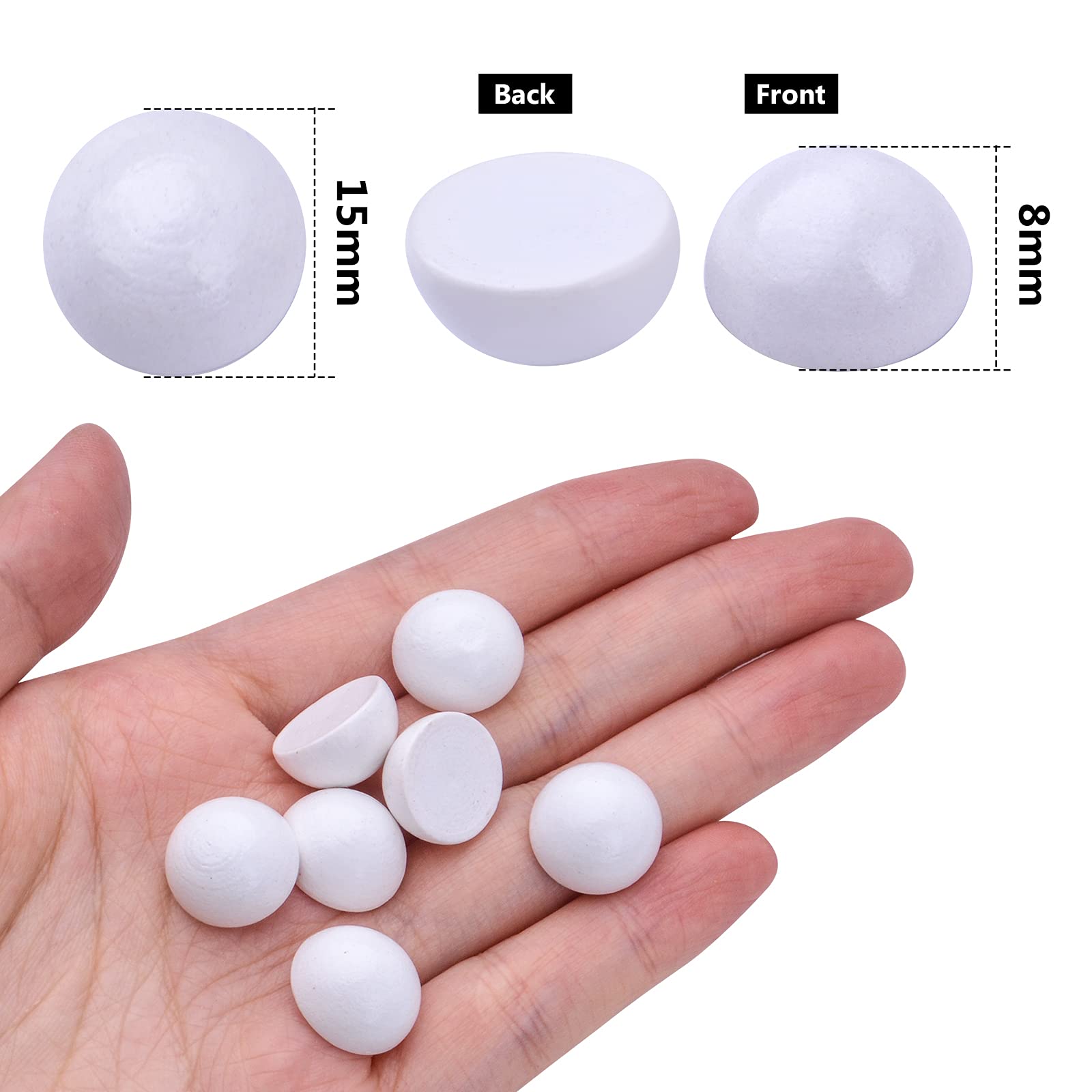 100pcs 15mm Natural Wooden Half Round Beads - Unfinished Split Wood Craft Balls for DIY Painting, Christmas Ornaments, Home Decor, Party Supplies & Art Projects | Perfect for Holiday Crafts, Scrapbooking & Jewelry Making