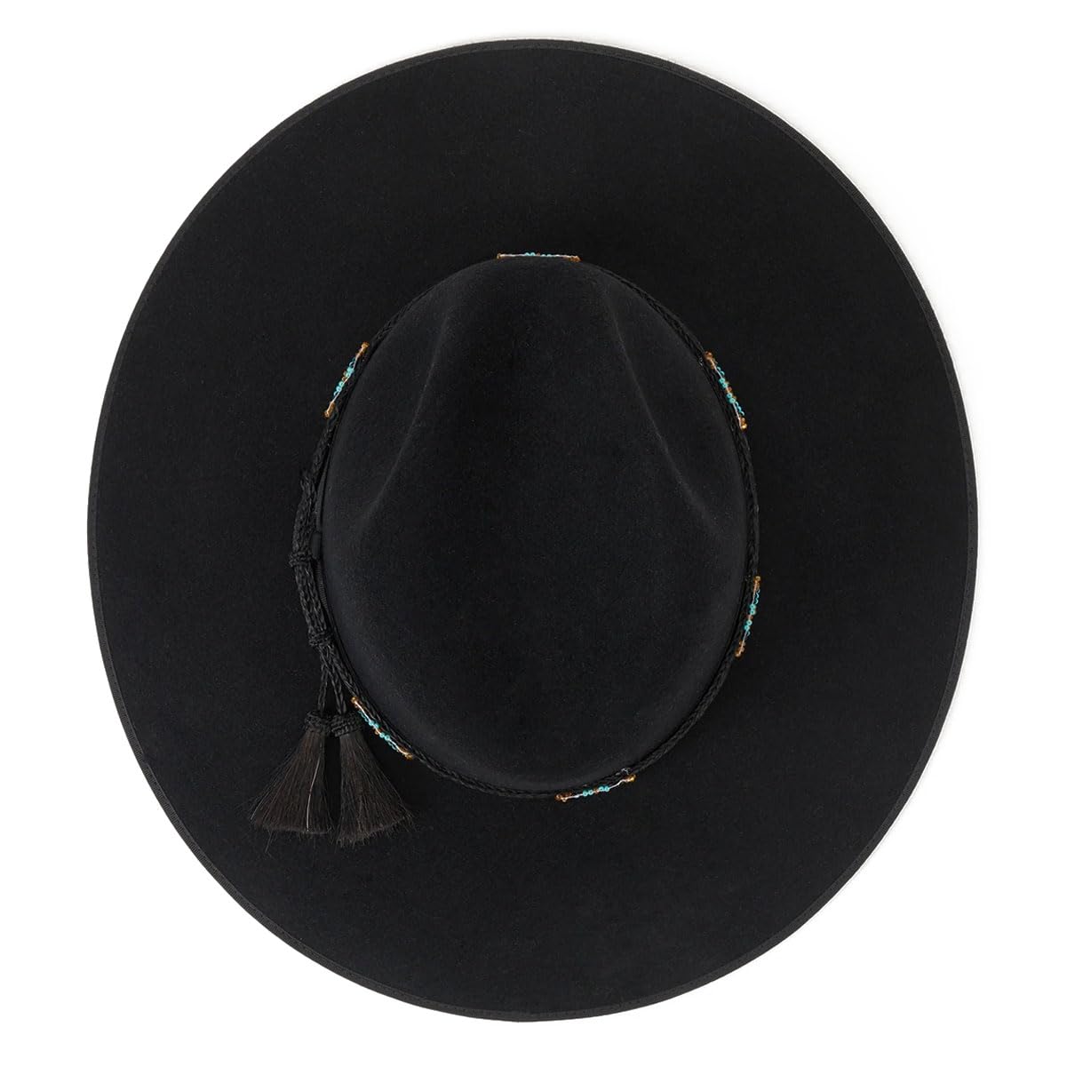 Stetson Women's Helix Flat Brim Wool Felt Black Western Cowgirl Hat (XWHELX-133607) - Perfect for Rodeo, Country Music Festivals & Western Fashion Outfits