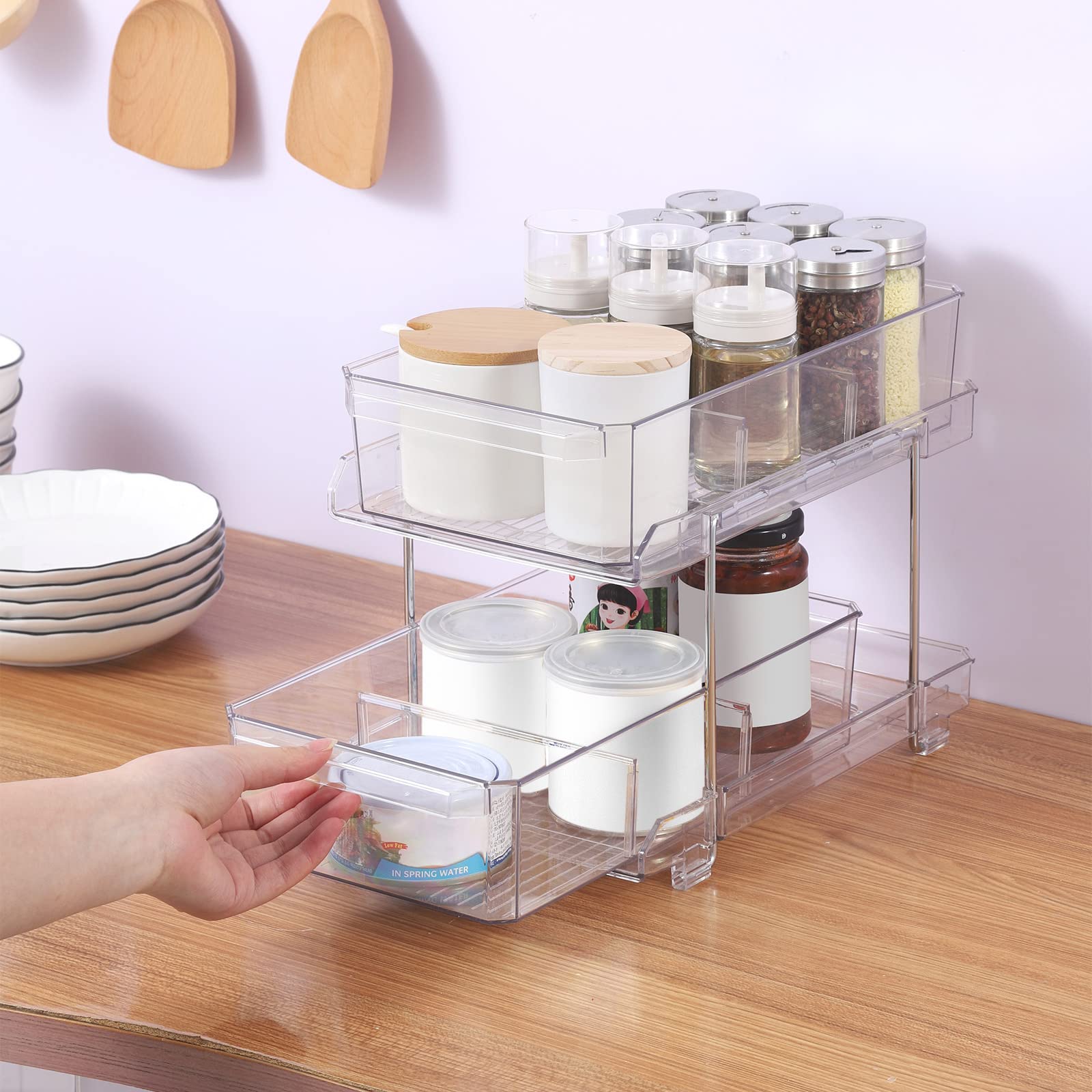 Stackable Acrylic Storage Box - Transparent Pantry Organizer for Kitchen & Table