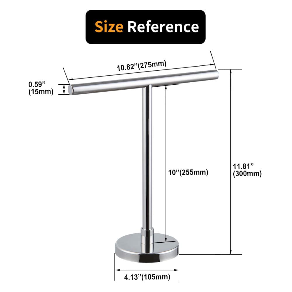 Modern Hand Towel Stand - Free Standing SUS 304 Stainless Steel Countertop Rack for Bathroom, Kitchen or Vanity - Polished Finish - Perfect for Guest Bathrooms, Powder Rooms & Spa-Style Decor