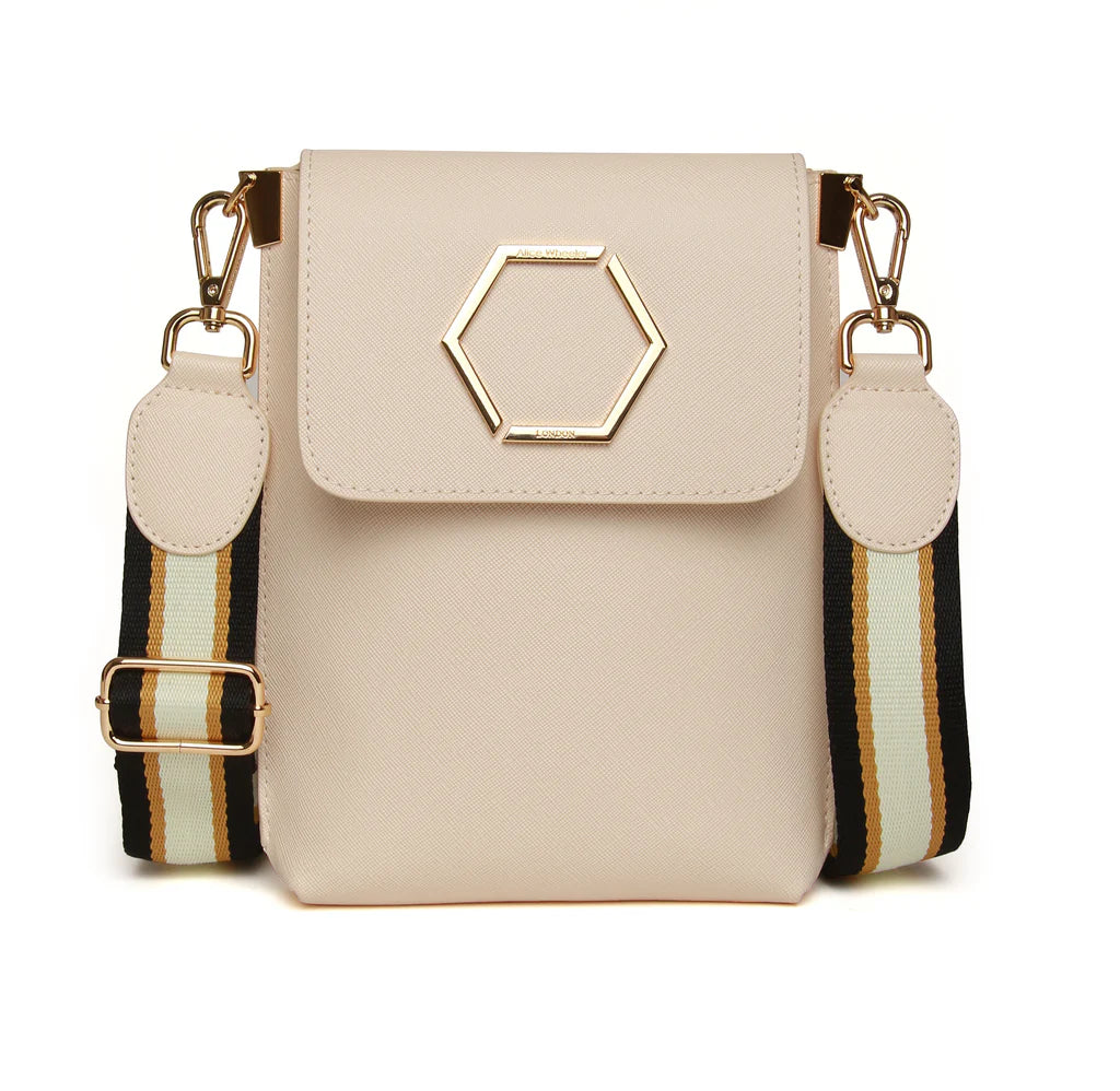Alice Wheeler Brompton Honeycomb Cross Body Bag in Cream - Stylish & Lightweight Shoulder Bag for Women, Perfect for Daily Use, Travel & Shopping