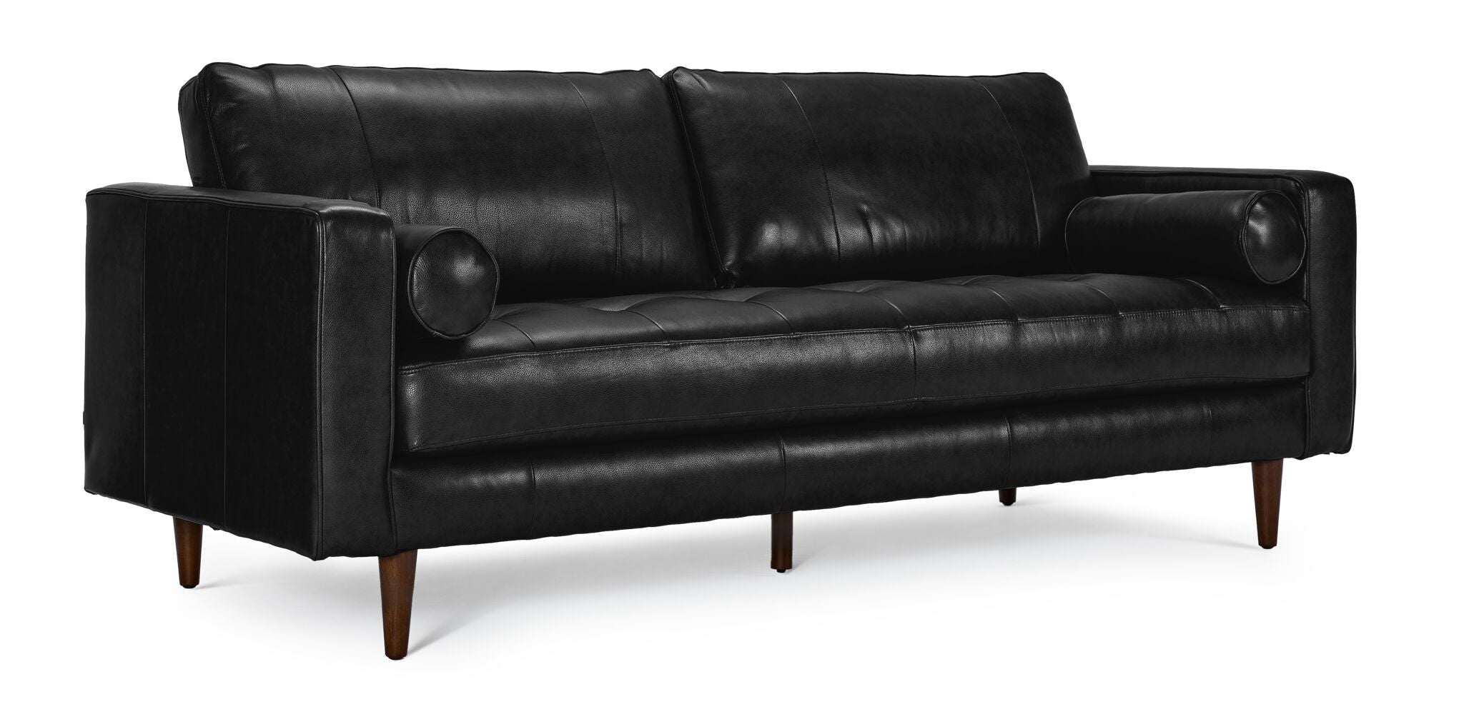 Premium Bari Leather Sofa in Black - Modern & Comfortable Living Room Furniture for Home & Office Decor
