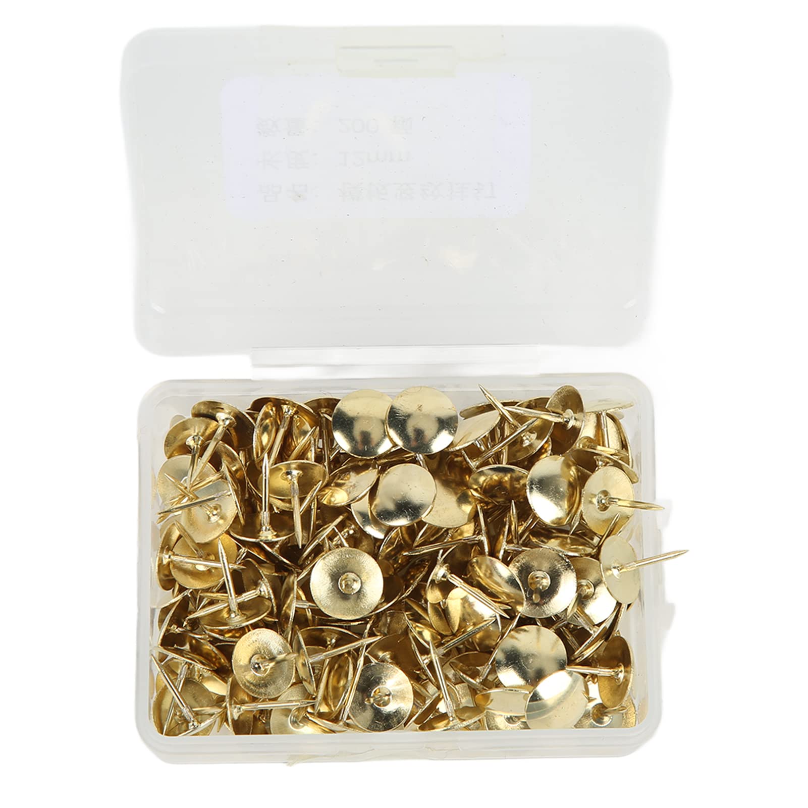 200Pcs Gold Thumb Tacks 1.2cm - Flat Push Pins for Cork Board, Bulletin Board, Office, Classroom & Home Decor - Durable Iron Thumbtacks for Wall Art, Photos & Notes Organization
