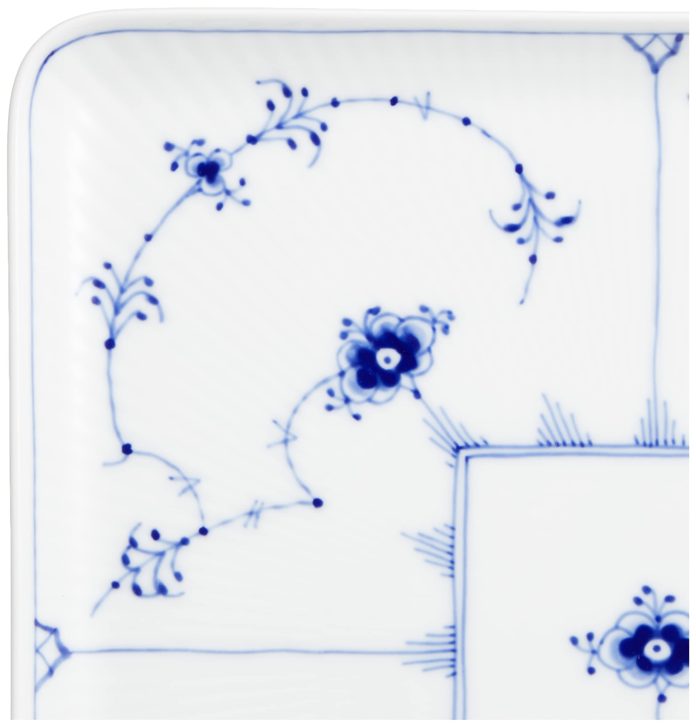 Royal Copenhagen 1017204 Blue Fluted Plain Square Dish Plate - 7.9 Inch (20cm) Porcelain Dinnerware - Elegant Wedding Gift, Anniversary Present & Home Decor for Special Occasions