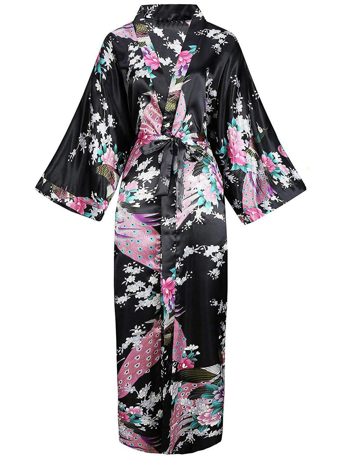 Zarachilable Women's Floral Silk Satin Robe - Bridesmaid & Bride Bridal Dressing Gown Plus Size S-6XL - Perfect for Weddings, Honeymoons & Spa Days