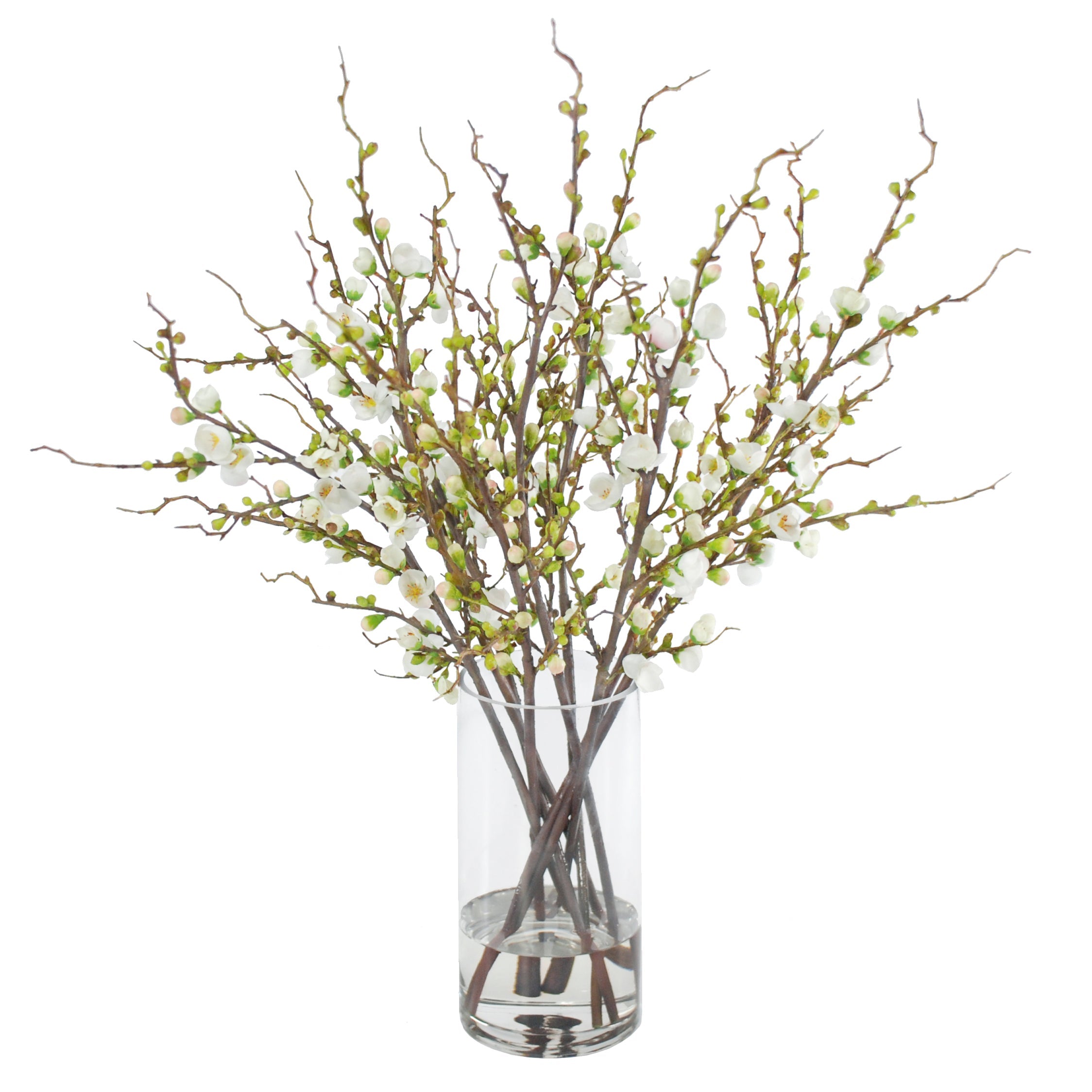 Peach Blossoms in Glass Vase - Elegant Floral Arrangement for Home Decor, Wedding Centerpieces & Spring Table Settings