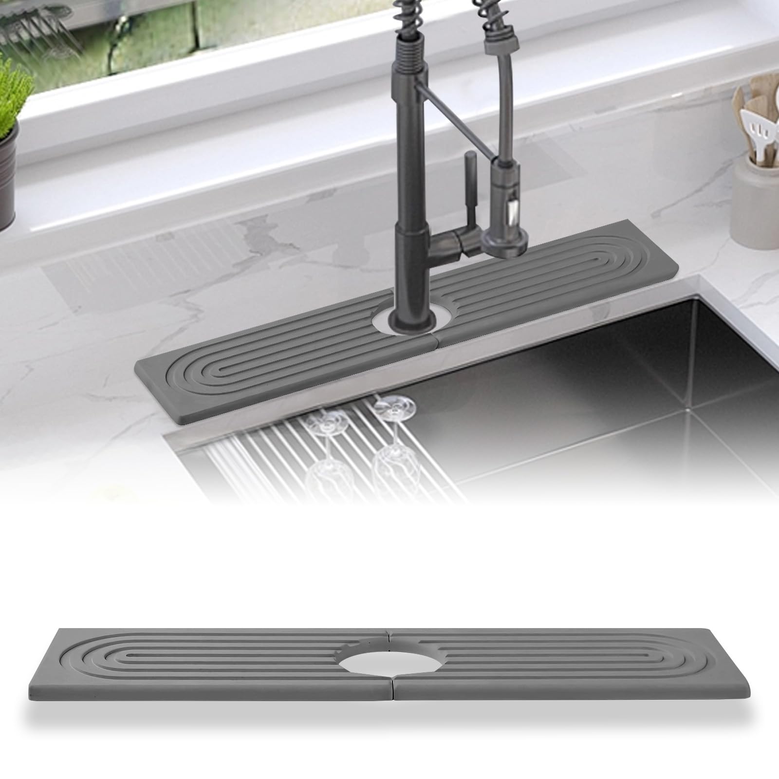 Premium Diatomite Sink Splash Guard & Fast-Drying Stone Tray (15.7