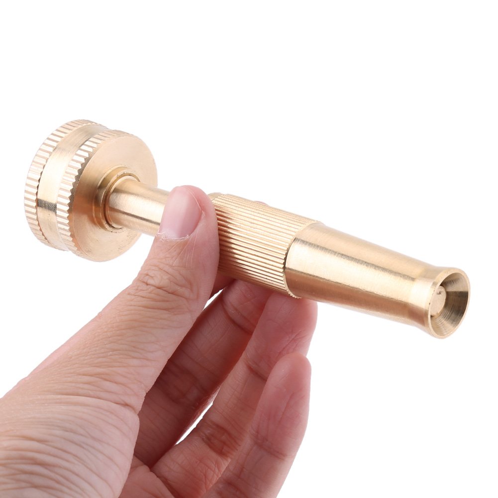 Heavy Duty Brass Garden Hose Spray Nozzle - Adjustable High Pressure Water Spray Gun for Yard, Lawn, and Car Washing | Perfect for Gardening, Cleaning, and Outdoor Watering Tasks