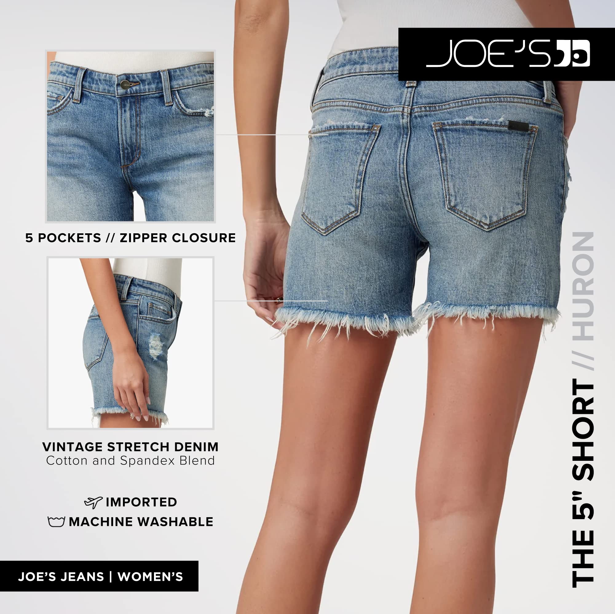 Joe's Women's The 5 Short - High Waisted Stretchy Denim Shorts for Women | Trendy Summer Fashion | Perfect for Casual Outings, Beach Vacations & Weekend Getaways
