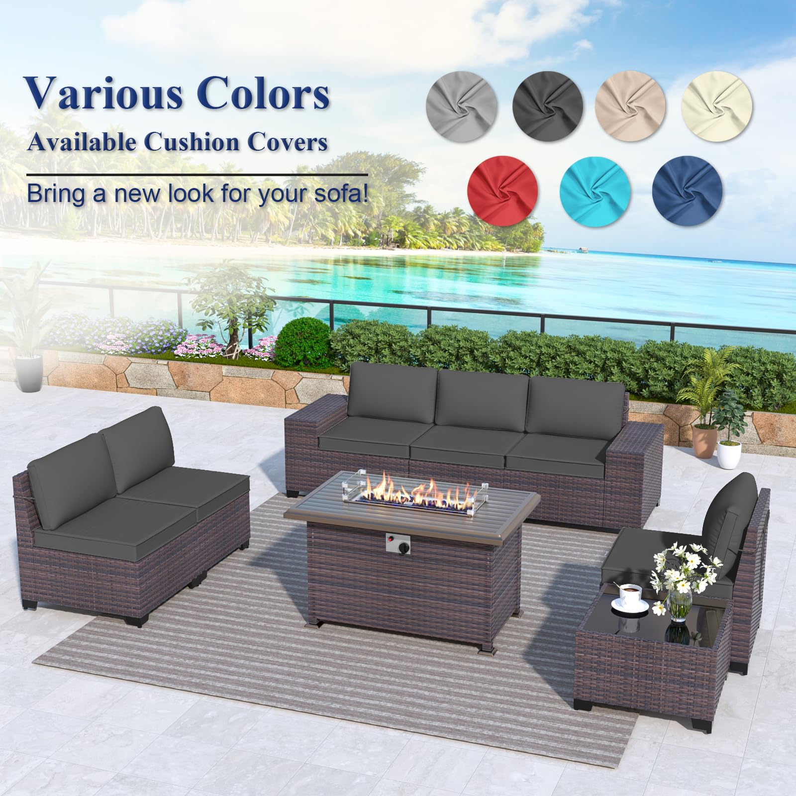 11-Piece Waterproof Outdoor Cushion Covers Set - Durable Zippered Replacement Covers for 6-Piece Patio Furniture (Black) - Perfect for Garden, Deck, Poolside & Outdoor Lounge Areas