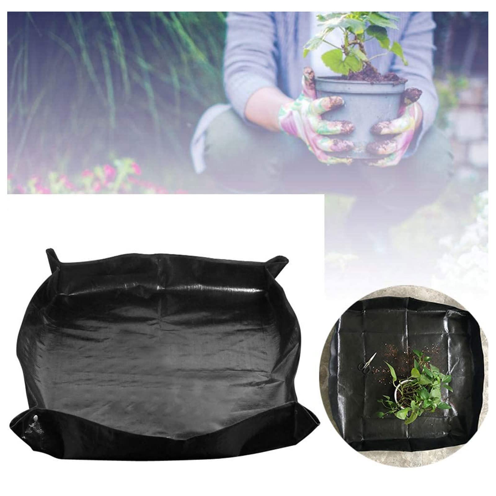 Foldable Waterproof Gardening Mat - 50x50cm PE Plant Repotting Pad for Transplanting Flower Pots | Portable Potting Mat for Indoor/Outdoor Gardening, Balcony & Greenhouse Use