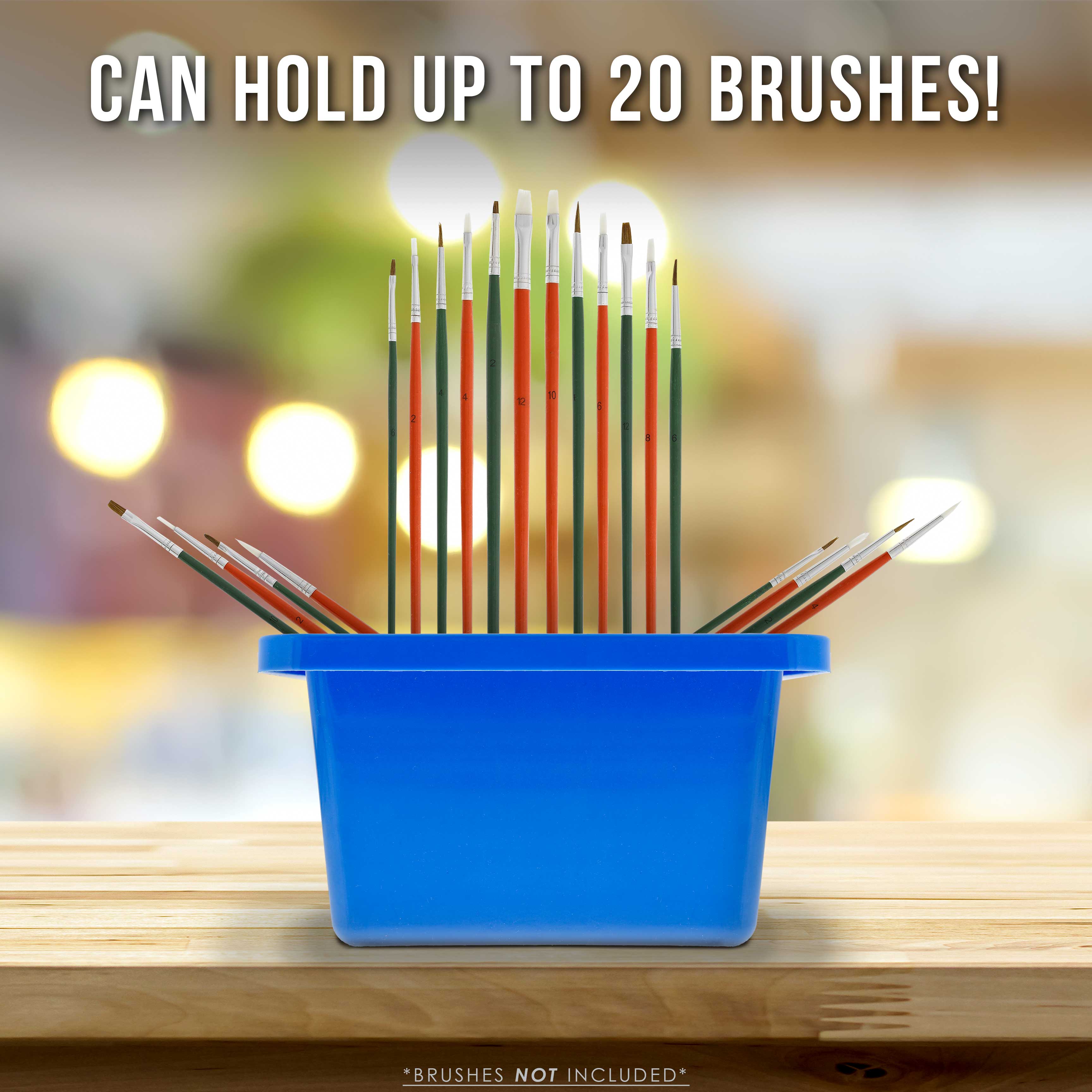 12-Hole Multi-Function Plastic Brush Washer, Cleaner & Holder with Palette Lid - Clean, Dry, Rest, Store & Organize Artist Paint Brushes - Perfect for Acrylic, Oil & Watercolor Painting - Ideal for Art Studios, Classrooms & Home Use