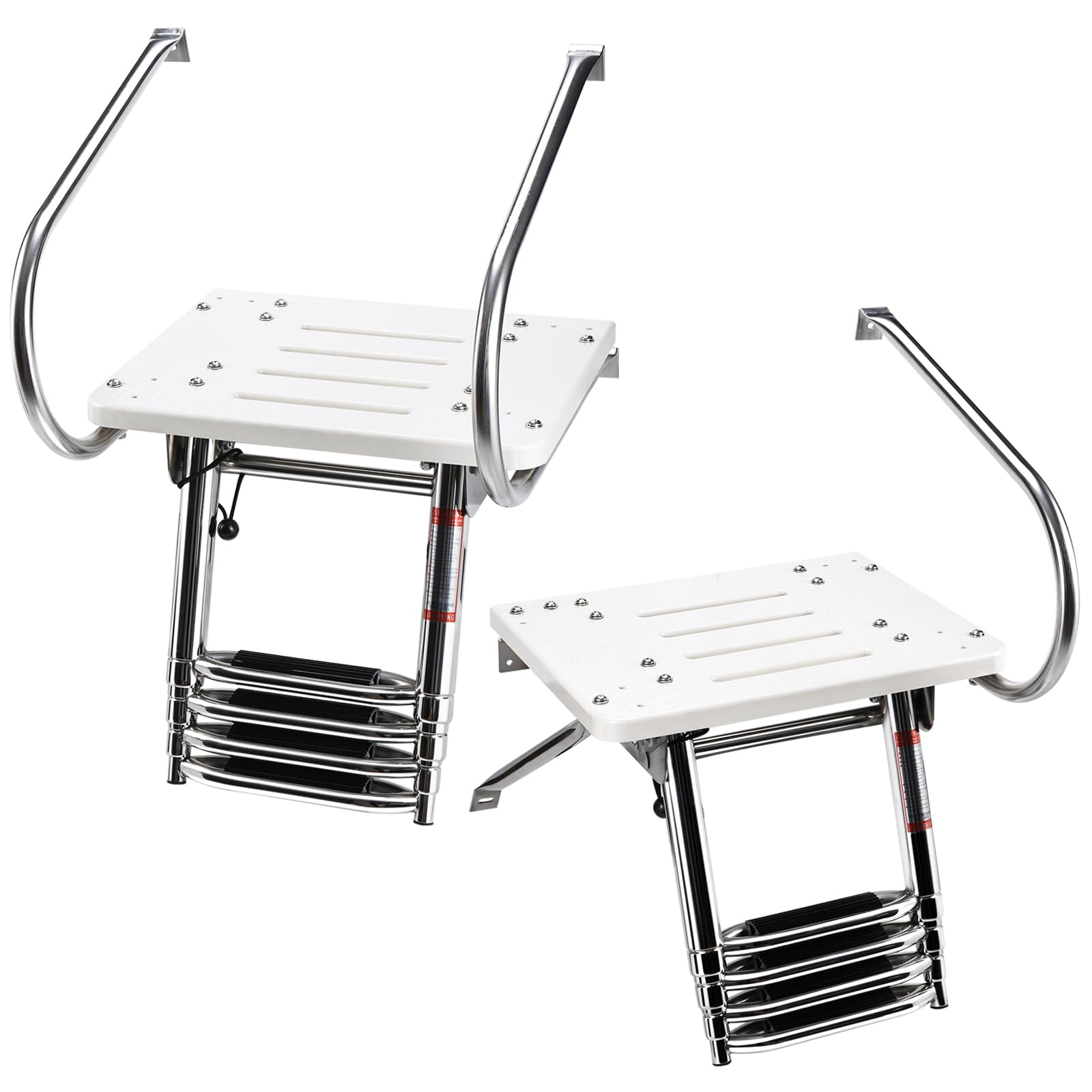 YaeMarine 4-Step Stainless Steel Boat Ladder - Extra Wide Non-Slip Steps for Easy Boarding | Swim Platform Ladder for Inboard/Outboard Boats & Yachts | Perfect for Water Sports, Docking & Swimming Access