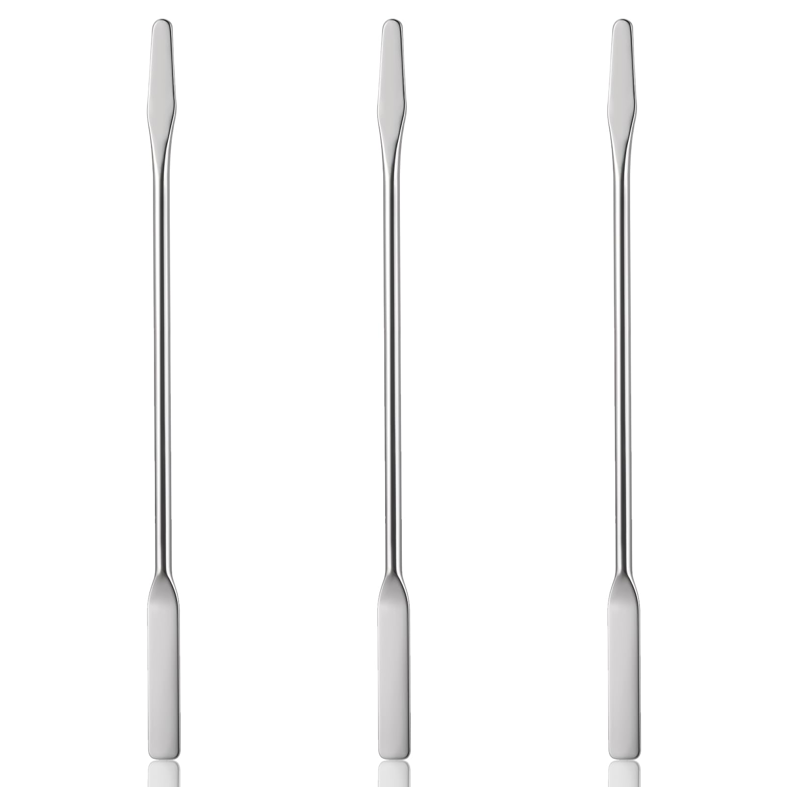 3 Pack Small Stainless Steel Lab Spatula - Double Ended Micro Spatula with Square & Round Tips - Perfect for Mixing Cosmetics, Makeup Application, and Laboratory Use