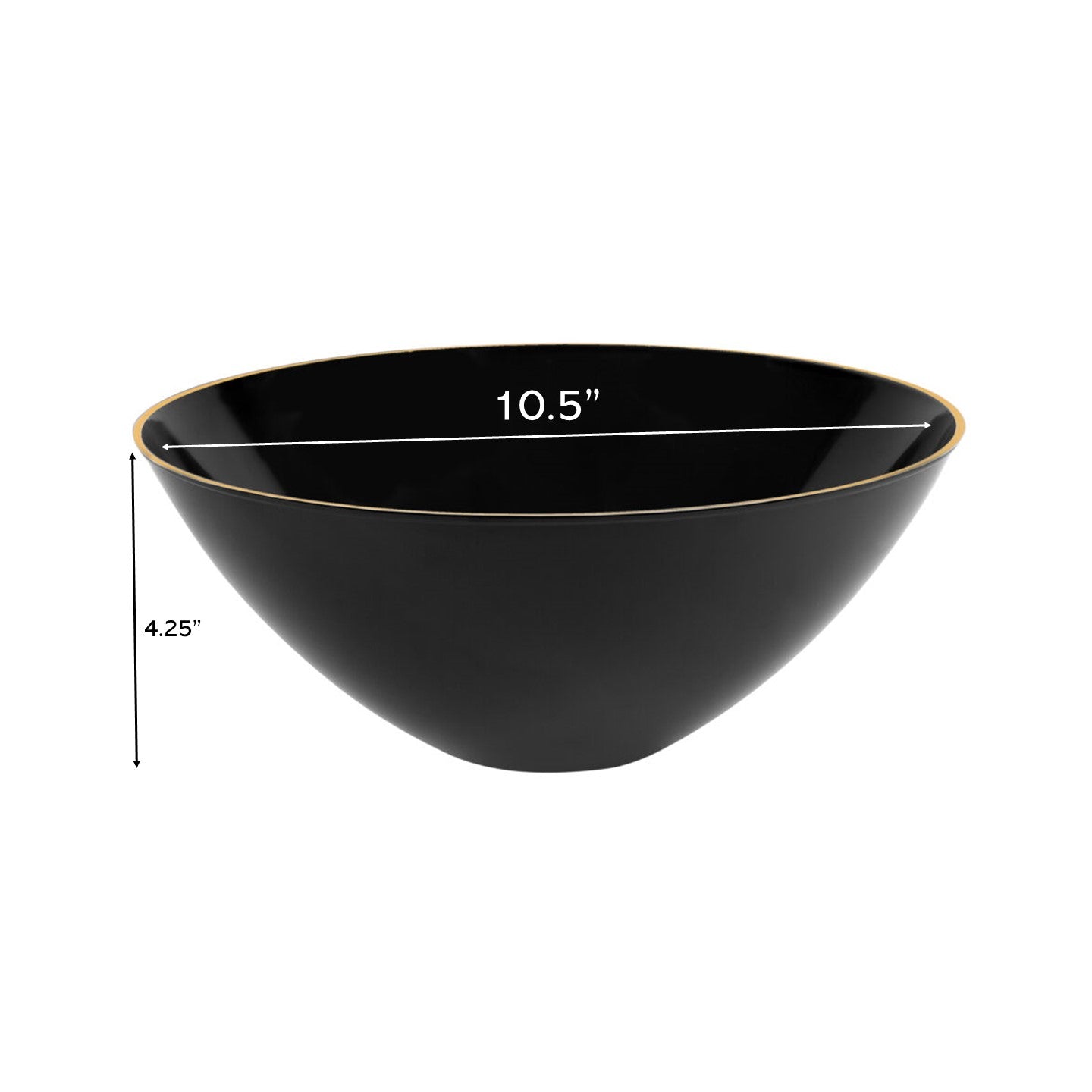 Premium Black & Gold Organic Plastic Salad Bowls - 2 Pack Set, BPA-Free & Eco-Friendly for Healthy Meals, Picnics, and Party Serving