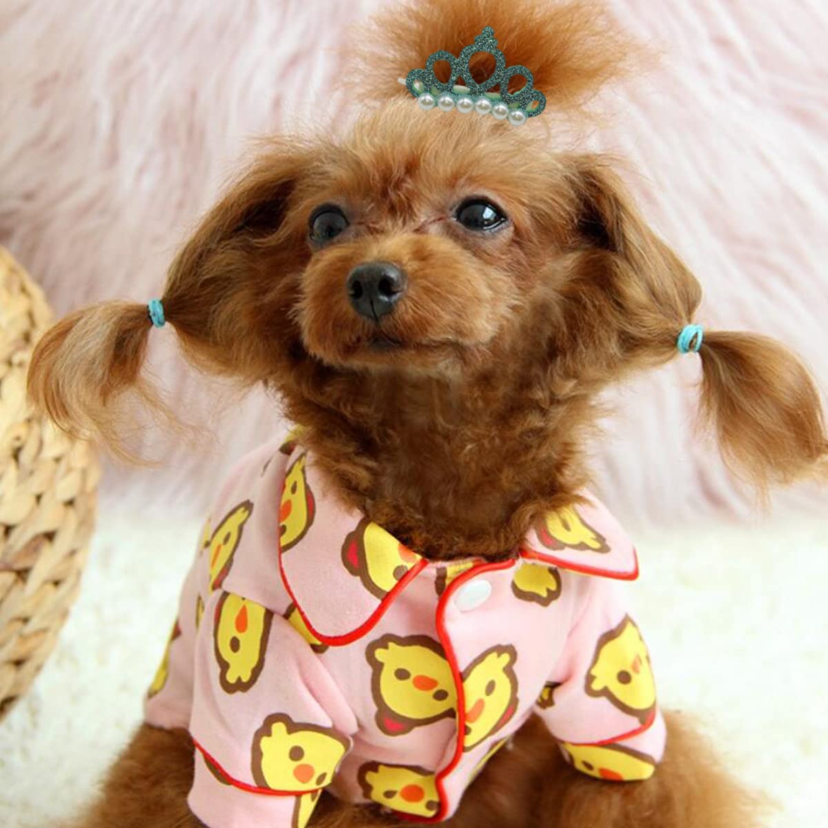 Wepetyo 20 PCS Mixed Color Pet Crown Hair Clips - Cute Princess Hairpins for Cat & Dog Grooming - Perfect for Long & Medium Hair - Great for Pet Parties, Photo Shoots & Daily Styling