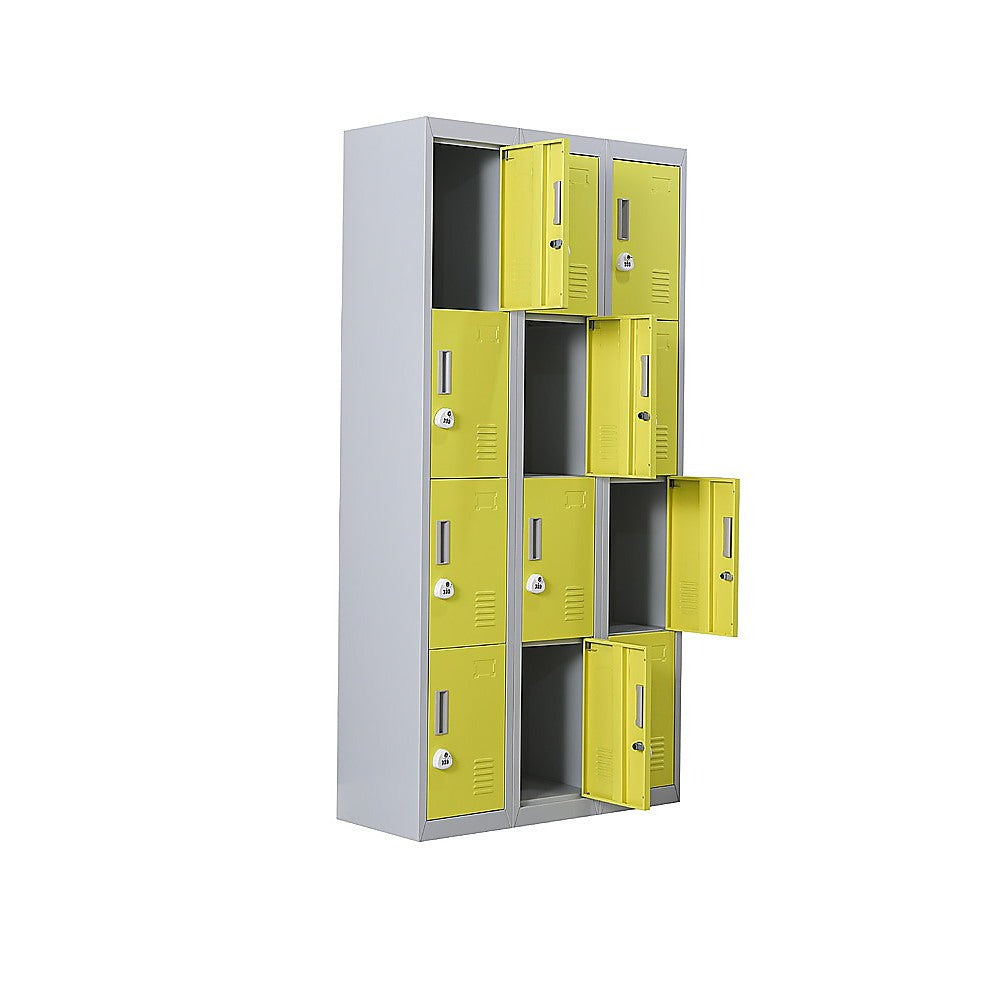 12-Door Locker with 3-Digit Combination Lock - Secure Storage for Office, Gym, Shed, School & Home - Ideal for Personal Belongings, Equipment & Valuables Protection
