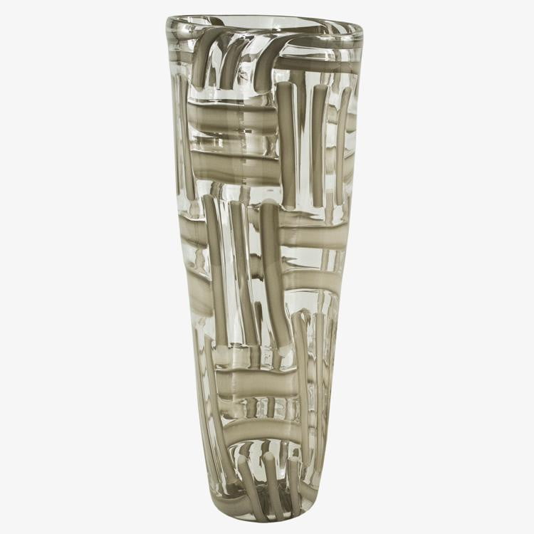 Intarsio Clear & Ivory Vase - Handcrafted Glass Flower Vase for Home Decor, Wedding Centerpieces & Luxury Gift Giving