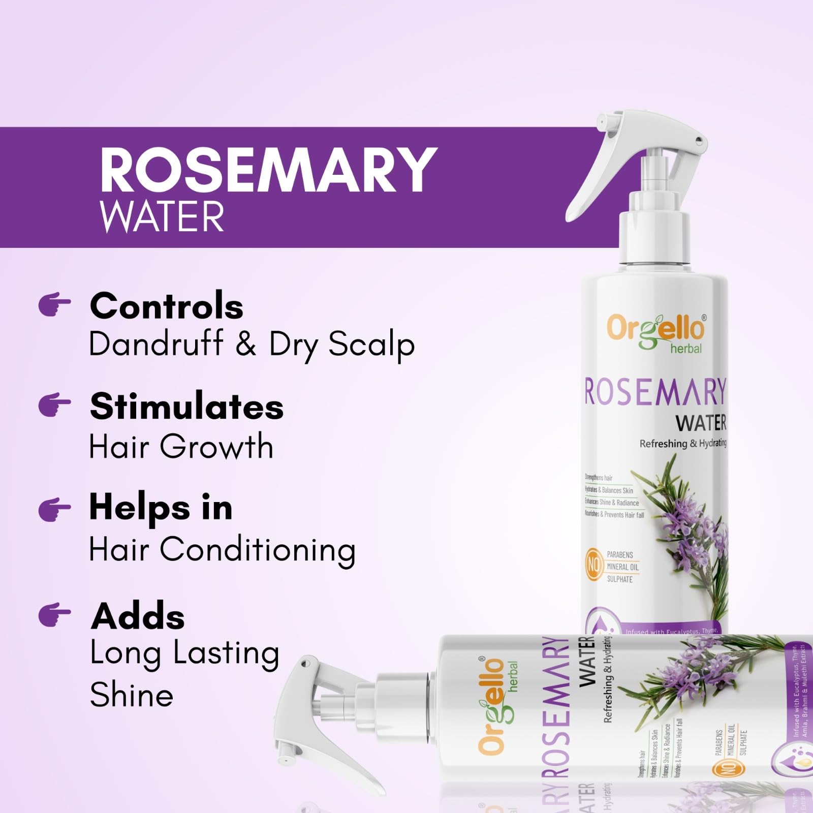 Organic Rosemary Water for Hair Growth & Scalp Care | Natural Hair & Skin Spray to Reduce Hair Fall & Strengthen Hair | Men & Women | 200ml | Perfect for Daily Hair Care Routine & Post-Workout Refreshment