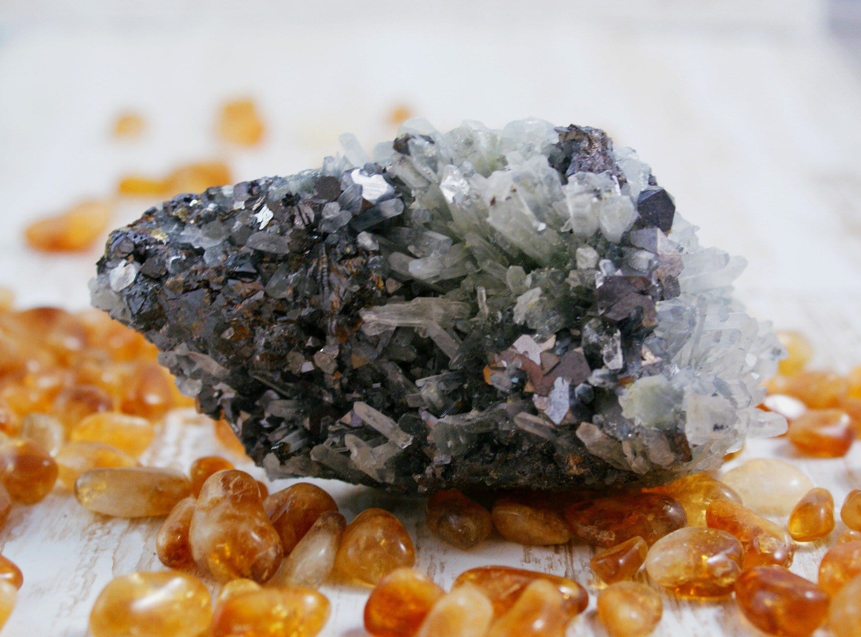 Natural Bulgarian Galena and Quartz with Pyrite - Healing Crystals for Meditation, Energy Work & Home Decor