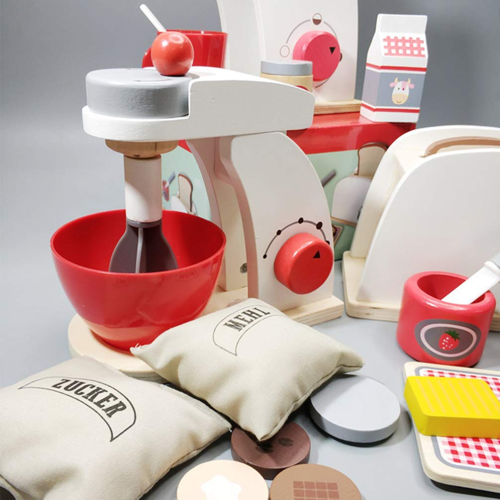 Wooden Play Kitchen Mixer Toy Set - Pretend Play Food & Appliance Accessories for Kids - Perfect for Imaginative Cooking & Role Play Games